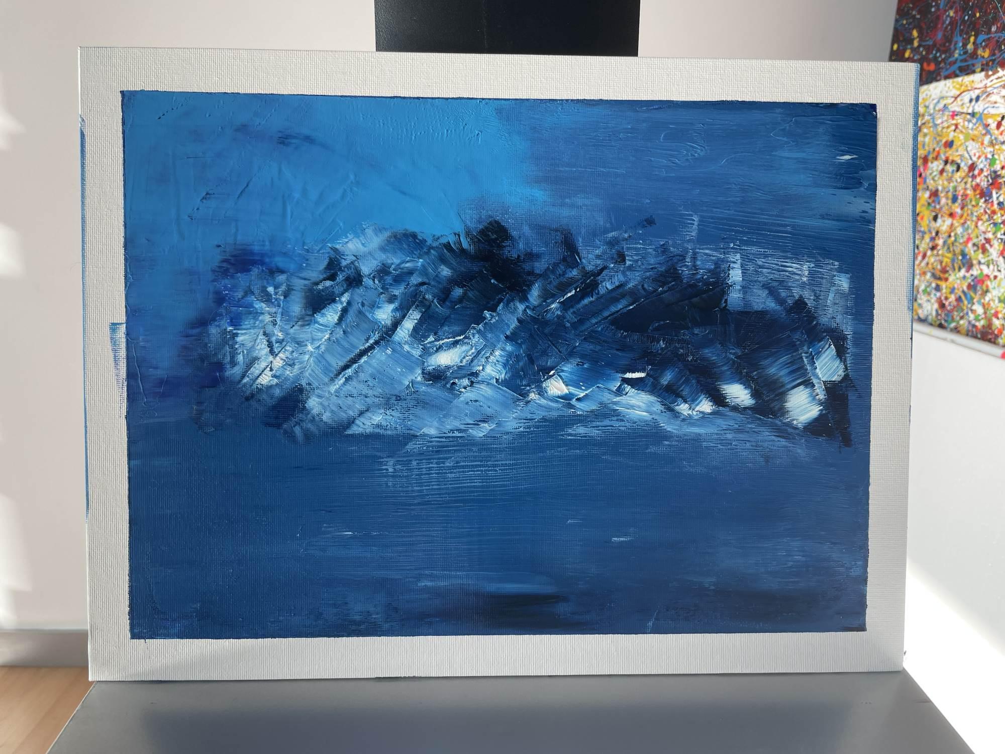 Blaue Traumlandschaft 11 (Grau), Interior Painting, von Juan Jose Garay