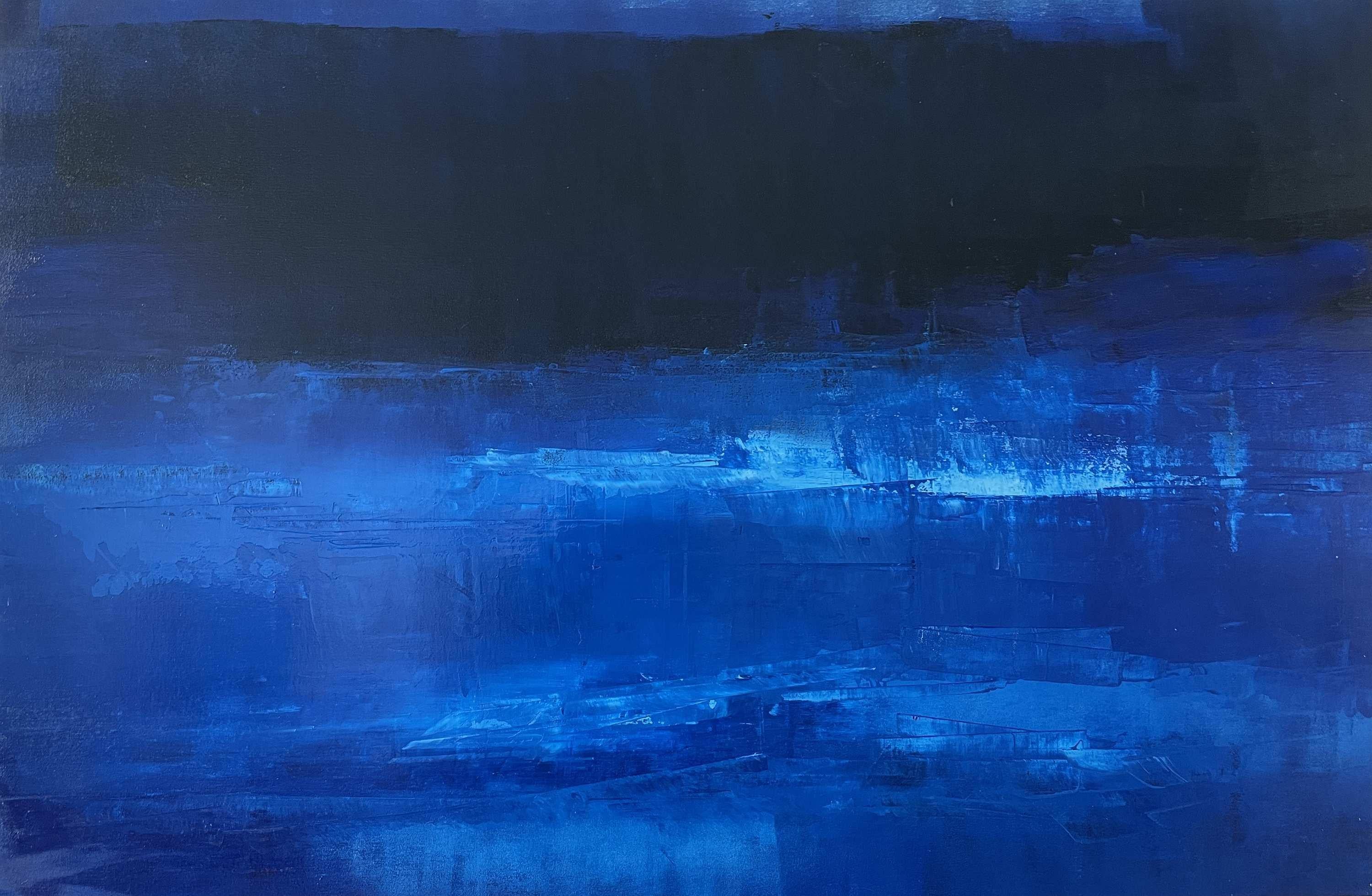 Blue Horizon of Peace - Abstract Expressionist Painting by Juan Jose Garay