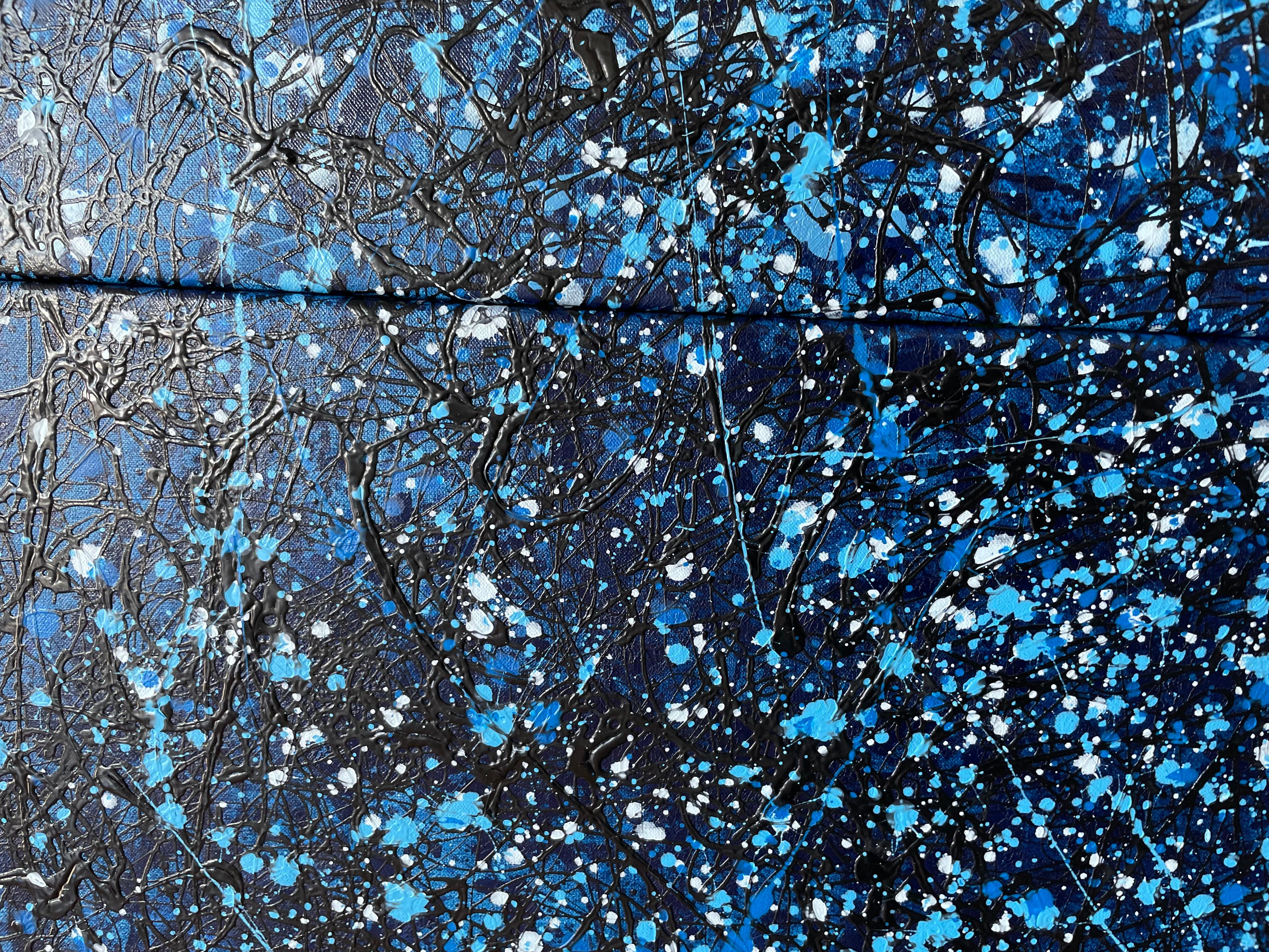 Bleu à la lune - Triptyque en vente 7