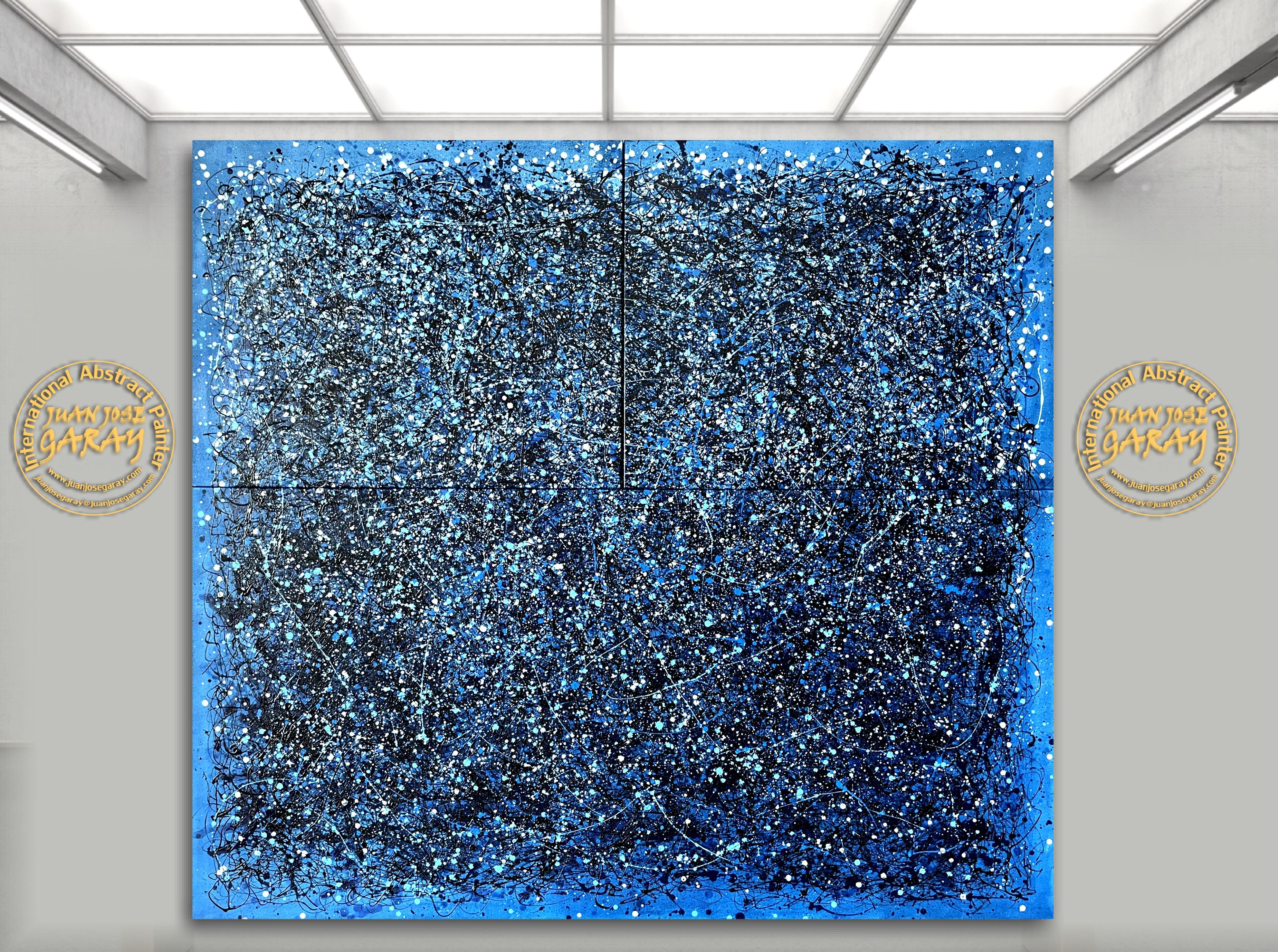 Bleu à la lune - Triptyque - Painting de Juan Jose Garay