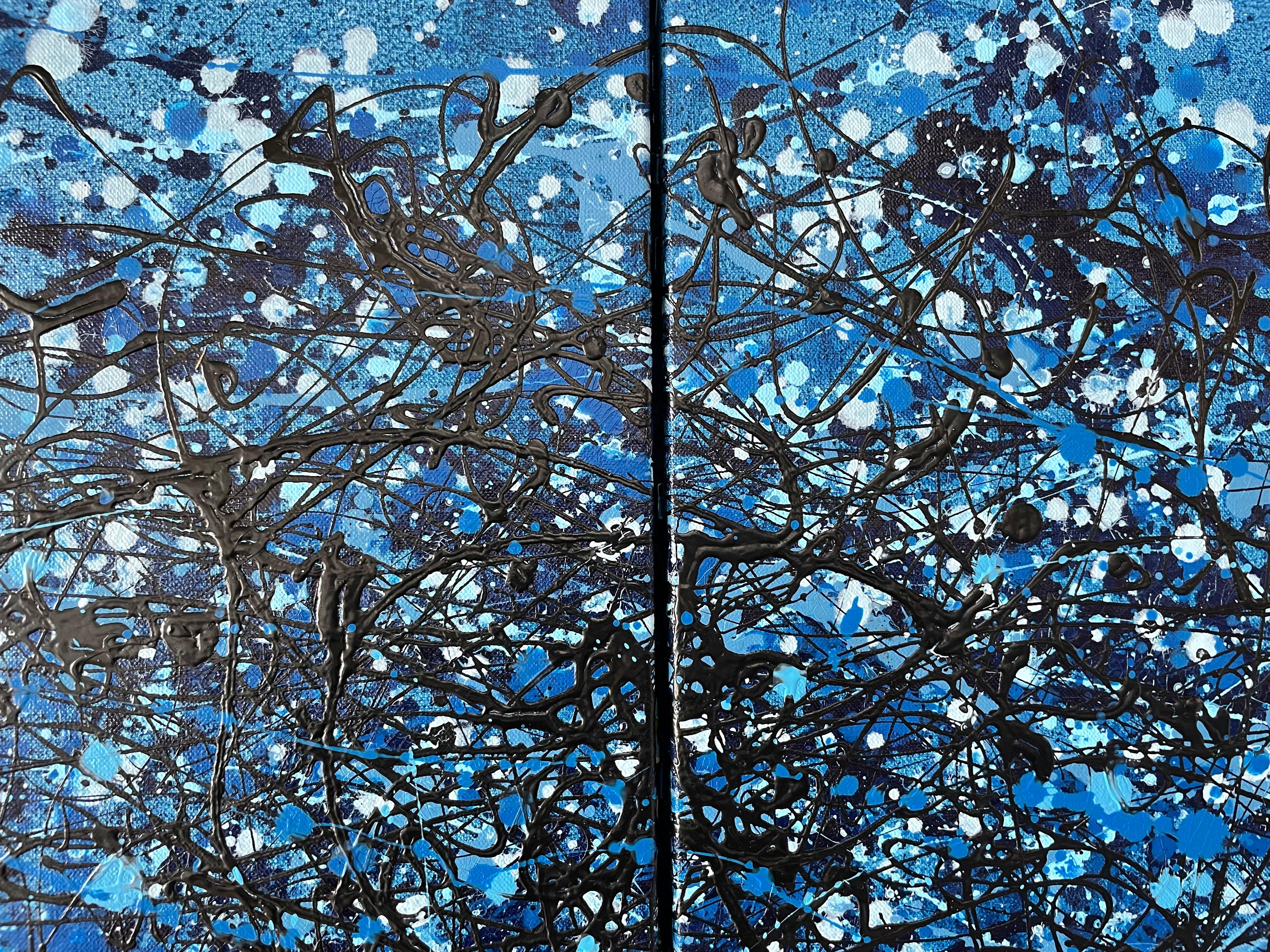Bleu à la lune - Triptyque en vente 2