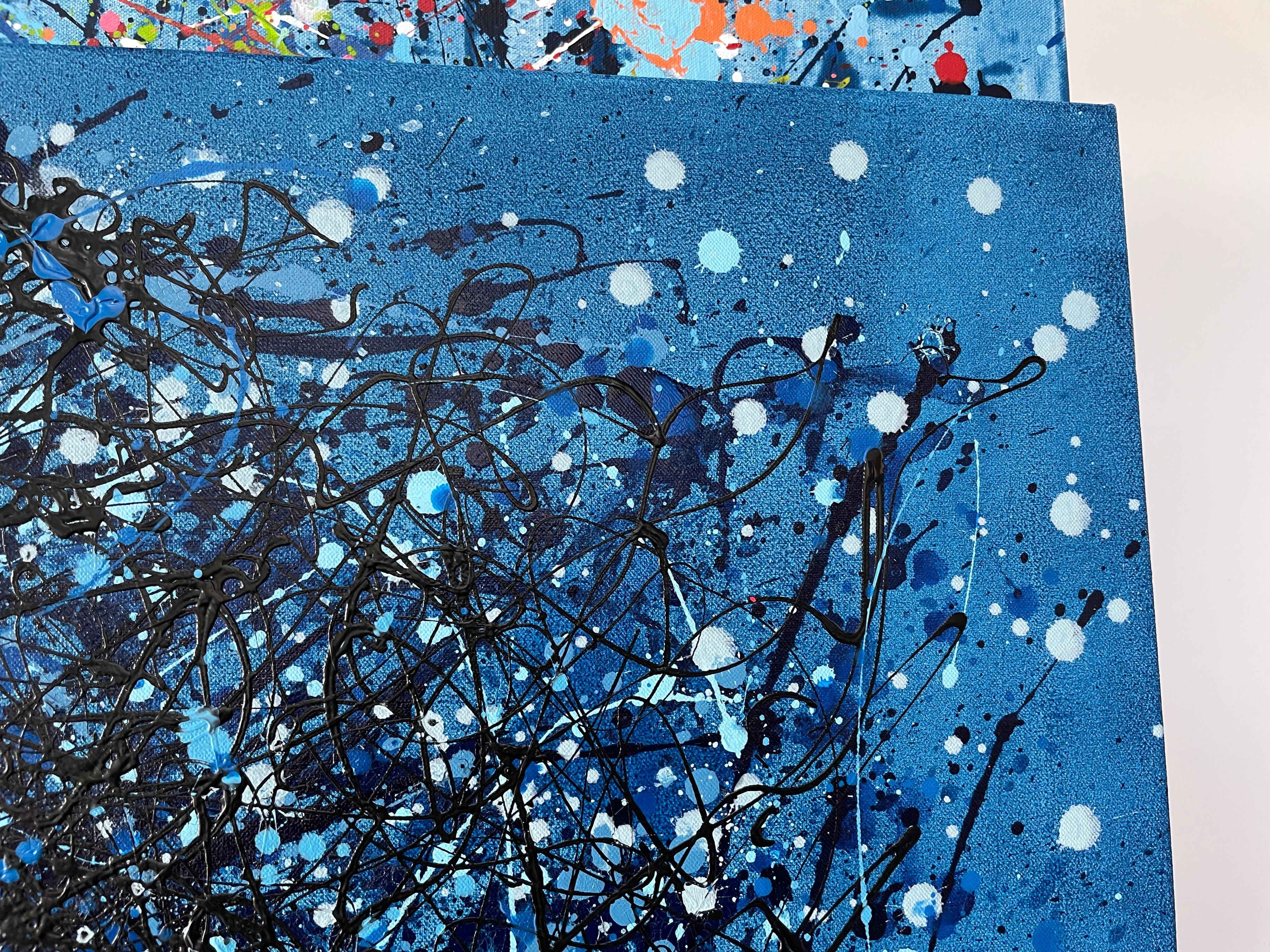 Bleu à la lune - Triptyque en vente 4