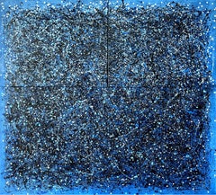 Blue to the Moon - Triptych, Painting, Acrylic on Canvas