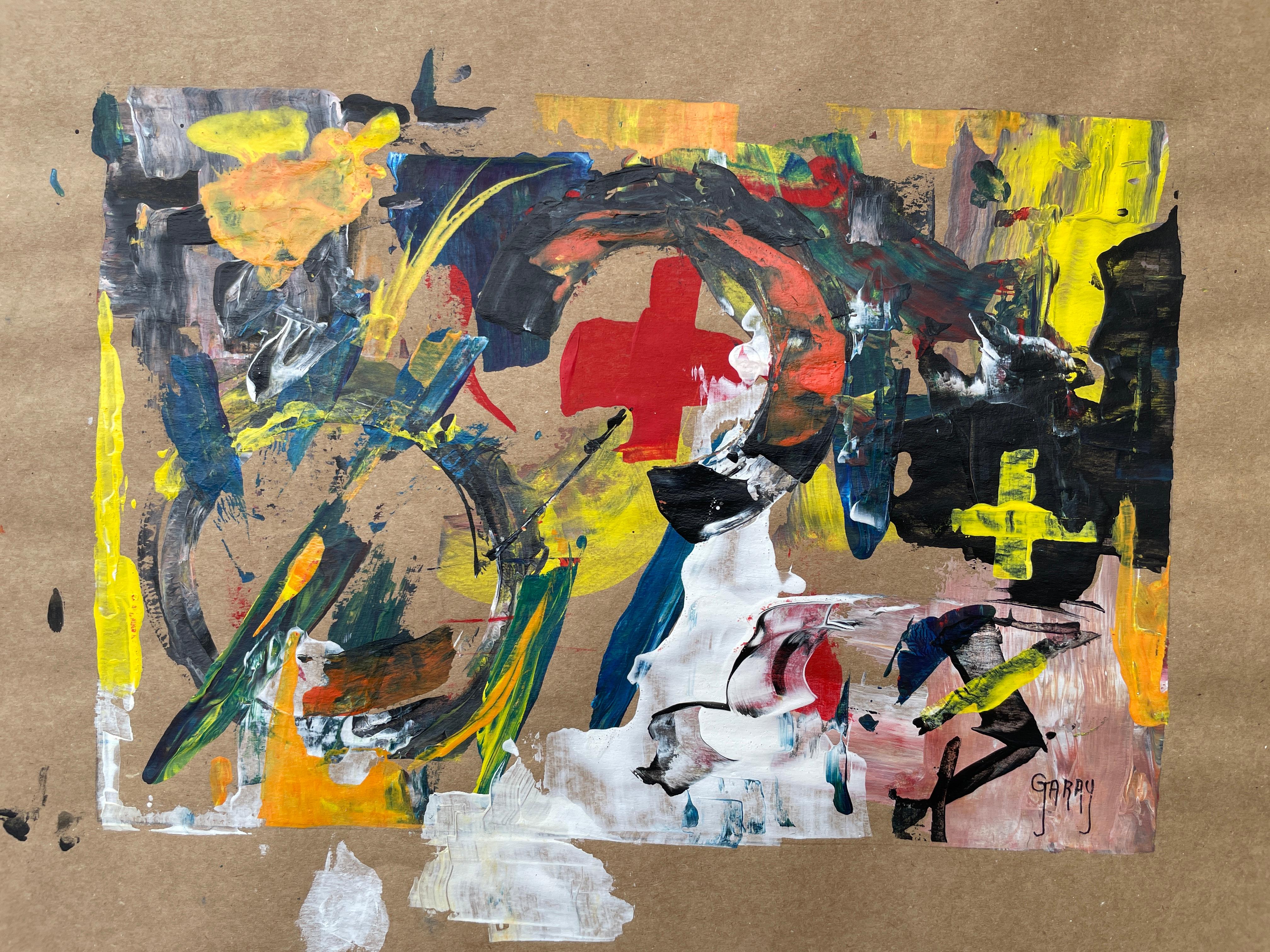 Papier brun 02 - Gris Abstract Painting par Juan Jose Garay