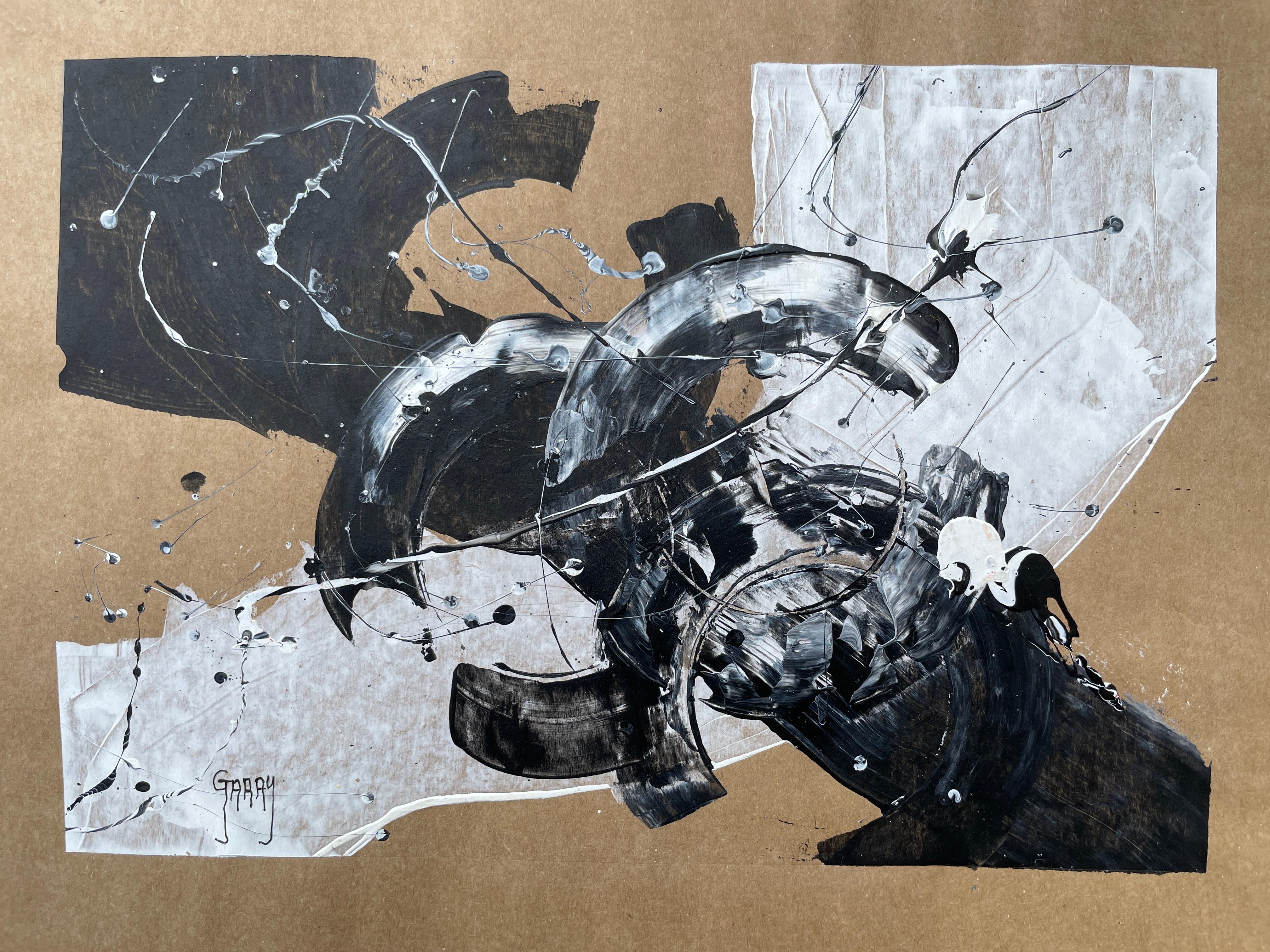 Braunes Papier 04 (Grau), Interior Painting, von Juan Jose Garay