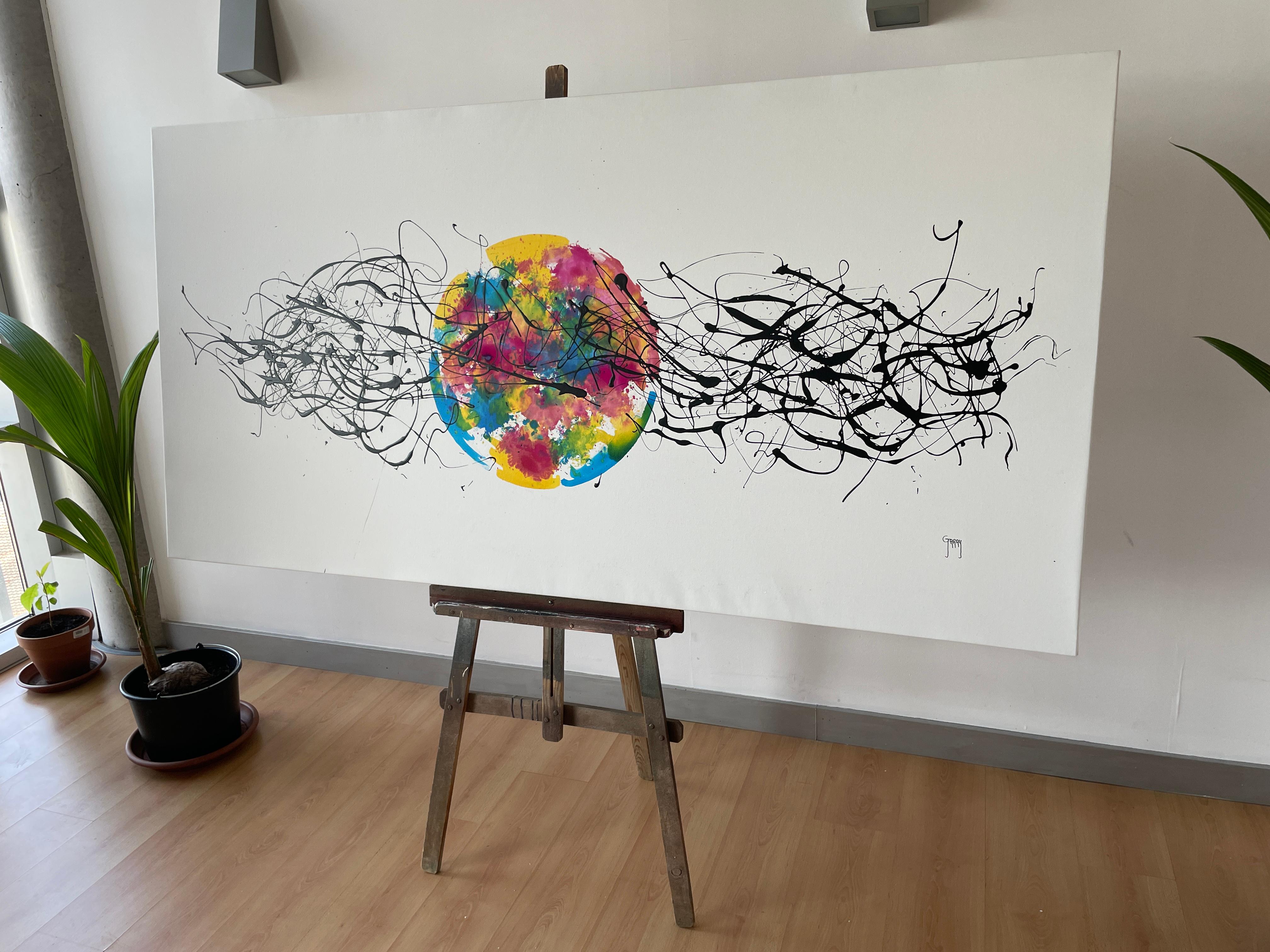 Esplosione di colori vivi - Abstract Painting Grigio di Juan Jose Garay