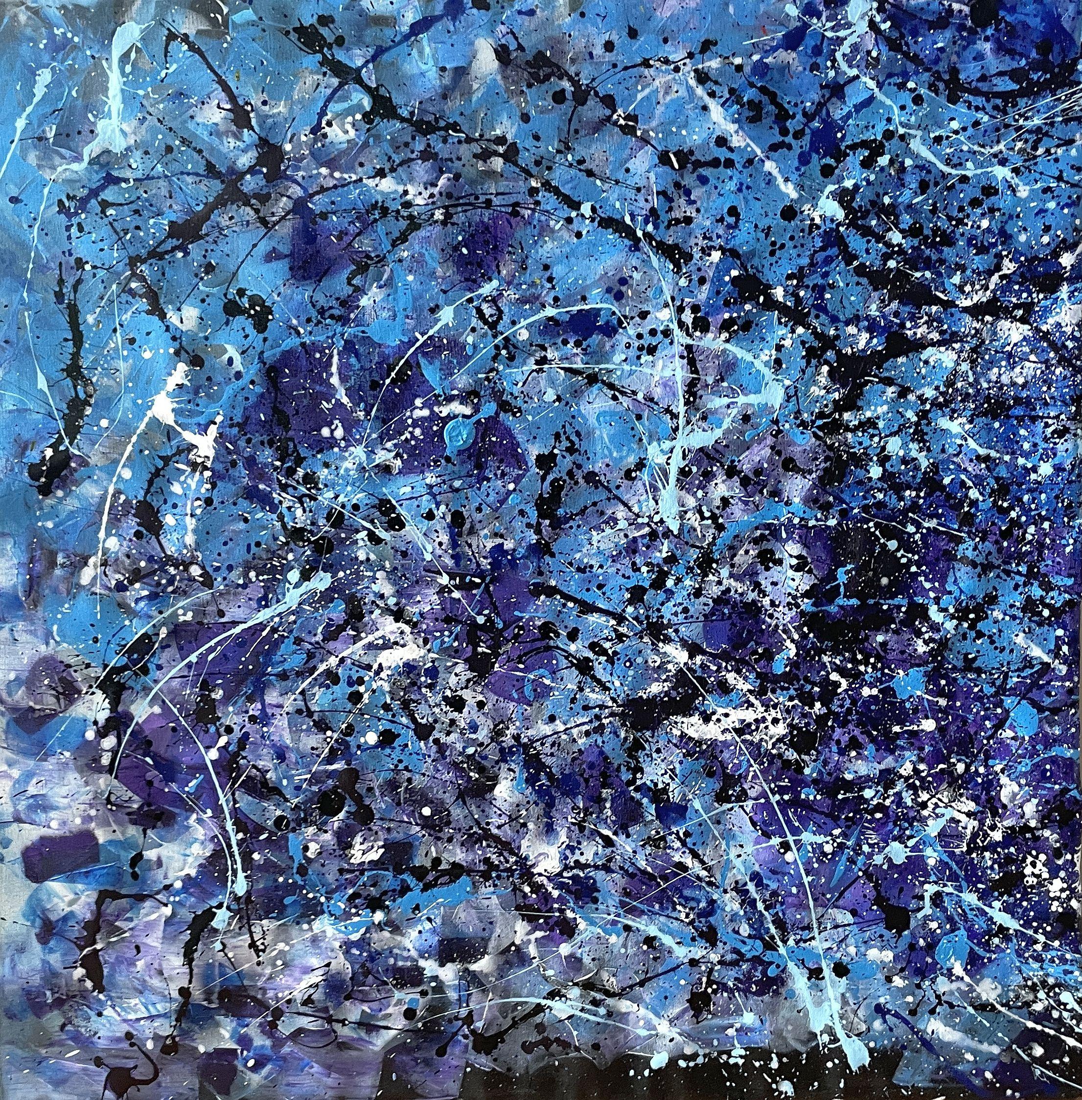 Kaskaden des ewigen Blaus – Painting von Juan Jose Garay