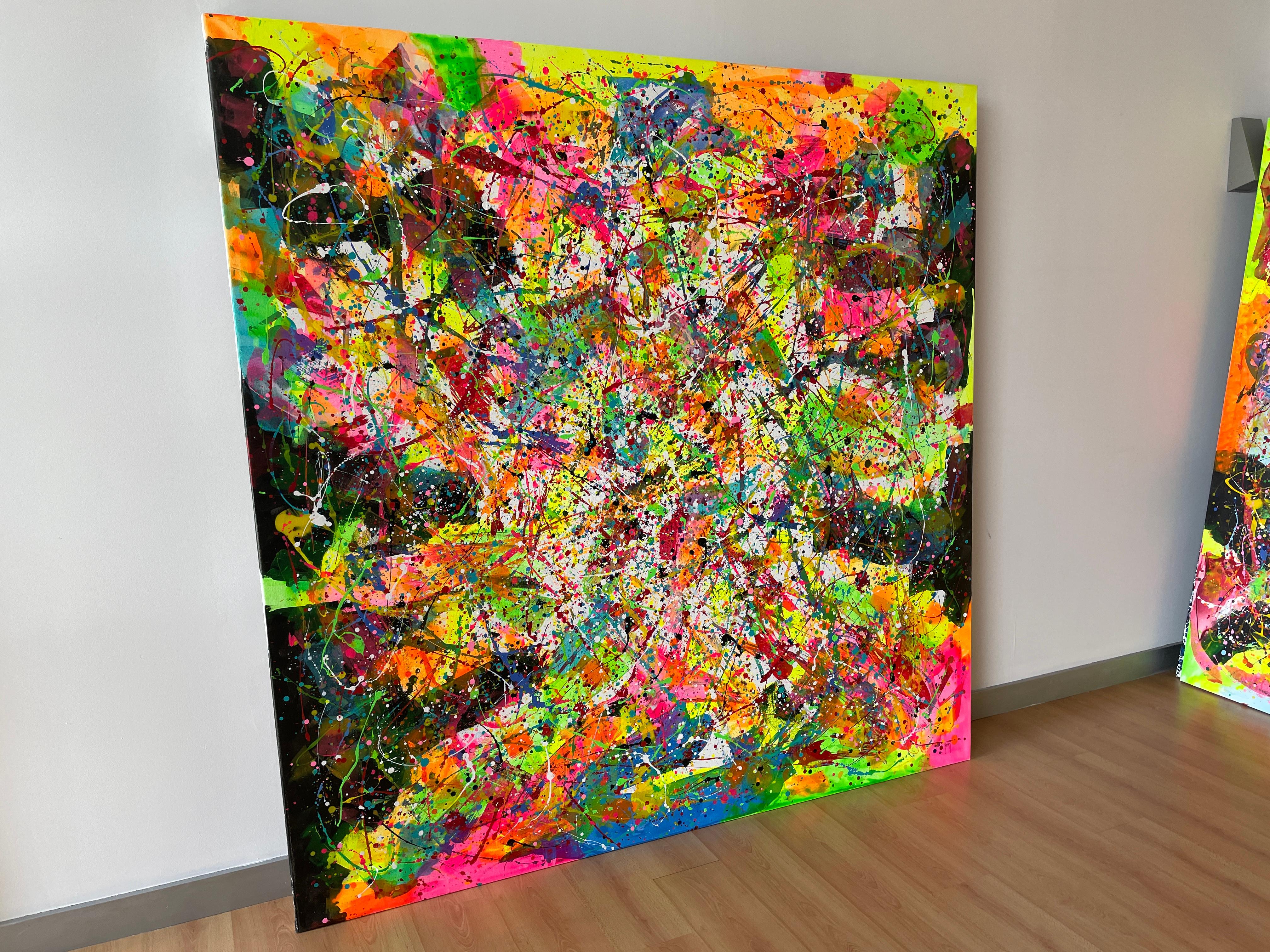 Color Cascade - Abstract Expressionist Painting by Juan Jose Garay