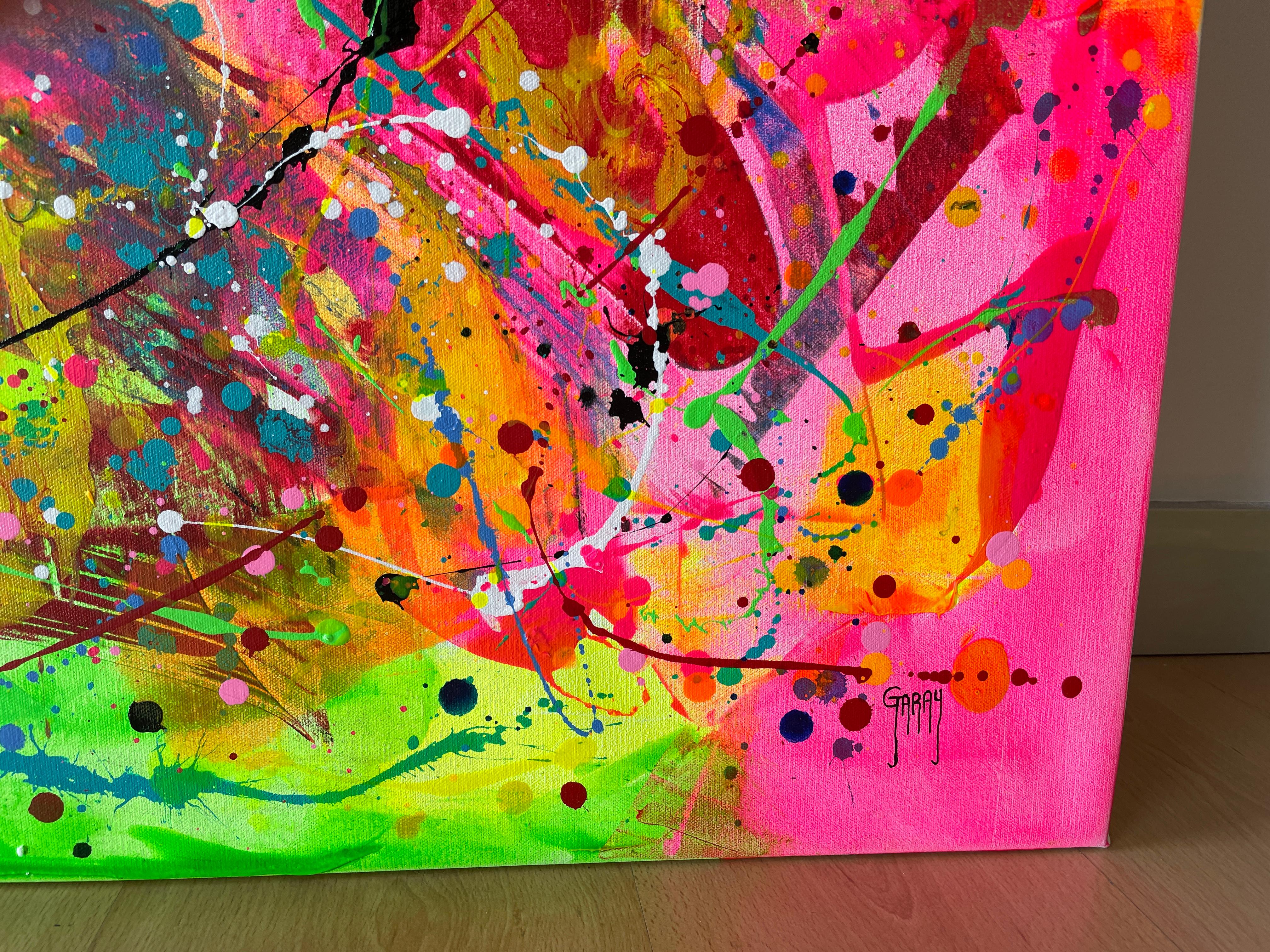Shipped rolled in a tube without a frame

Acrylic on Canvas

This XL size abstract painting is an explosion of color and movement. The dynamic technique used by the artist has created a work full of life and energy.

The painting is made up of a