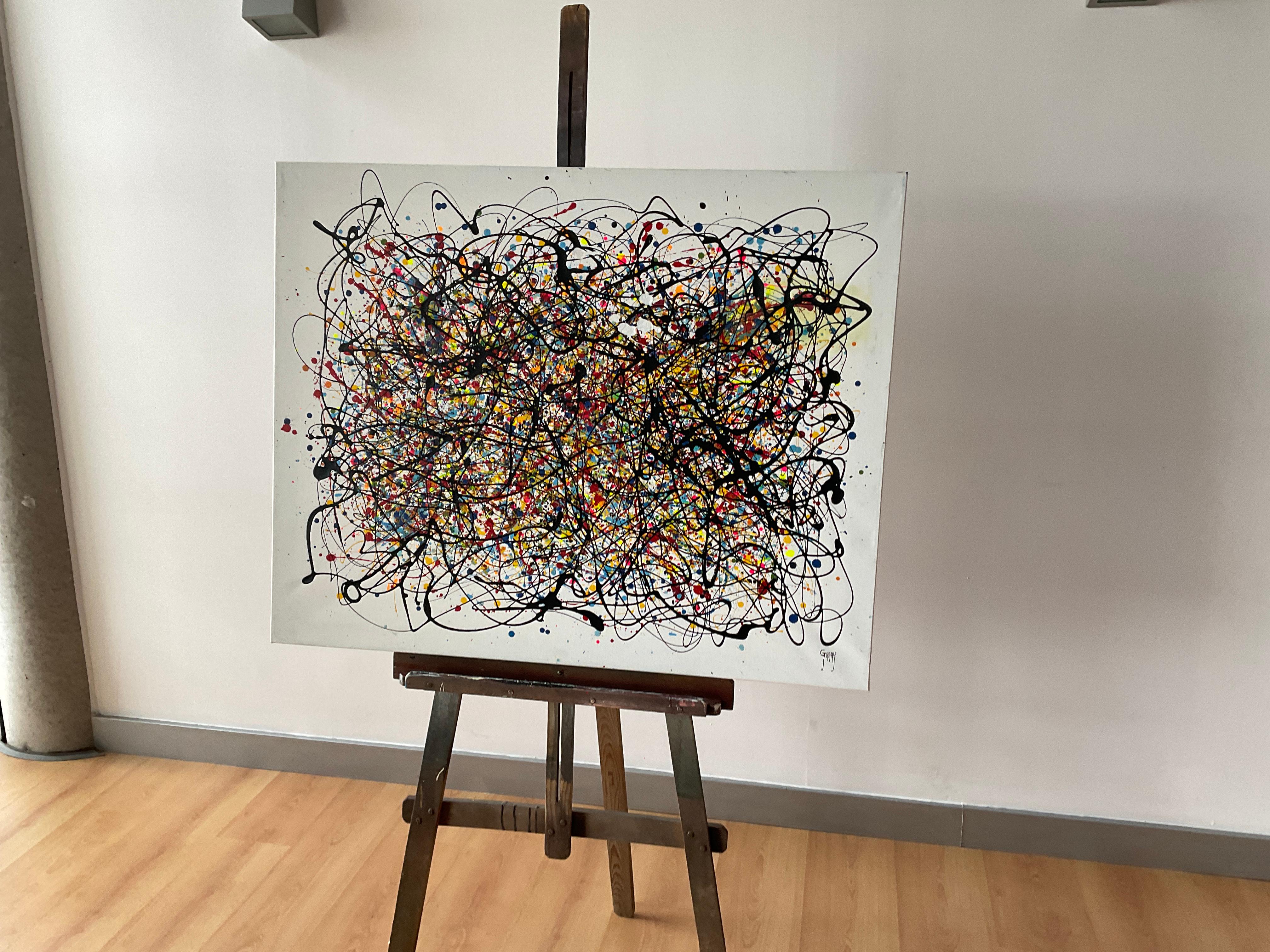 Color en negro - Abstract Painting Beige de Juan Jose Garay