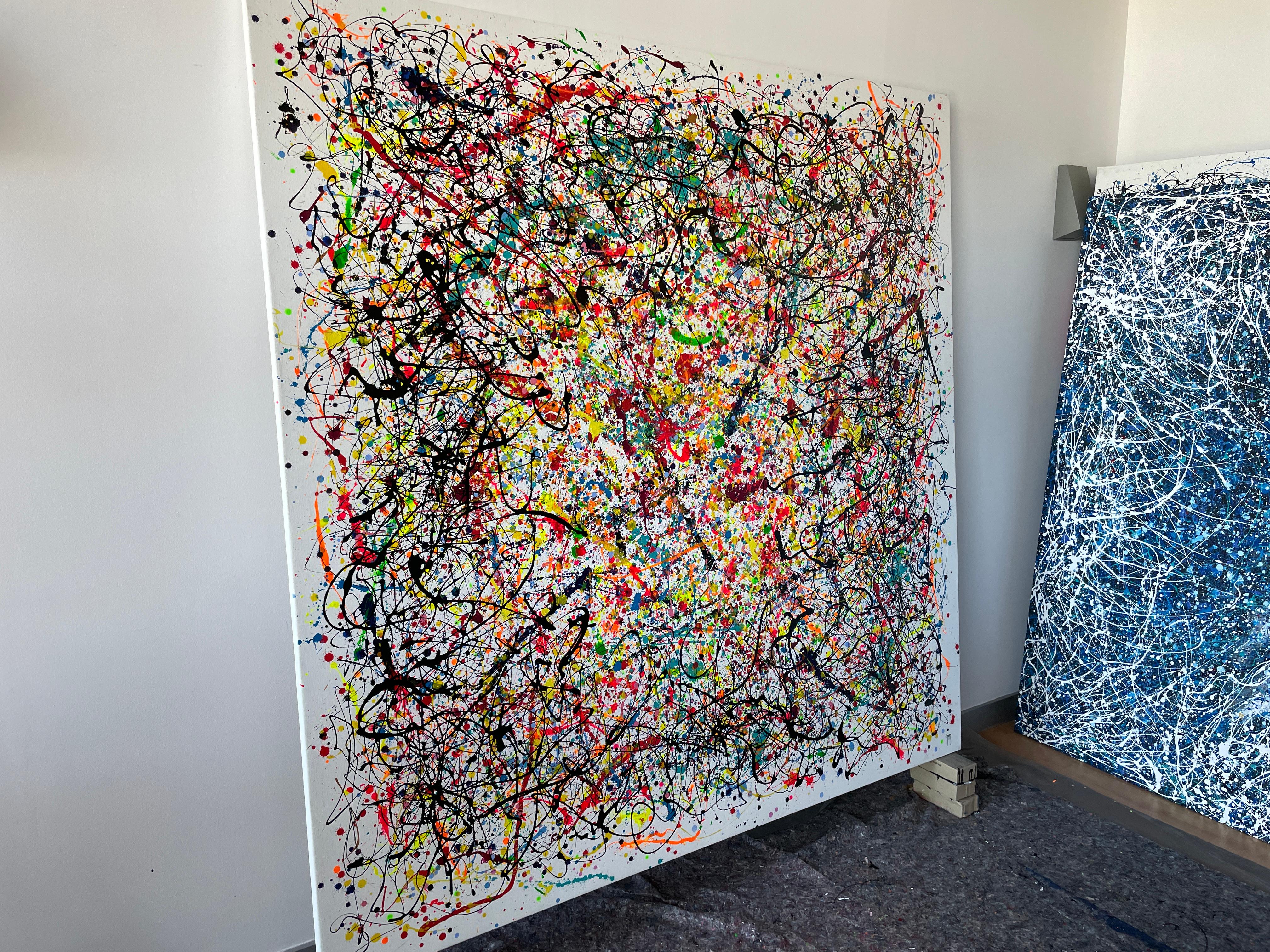Cosmic Explosion in Black - Painting by Juan Jose Garay