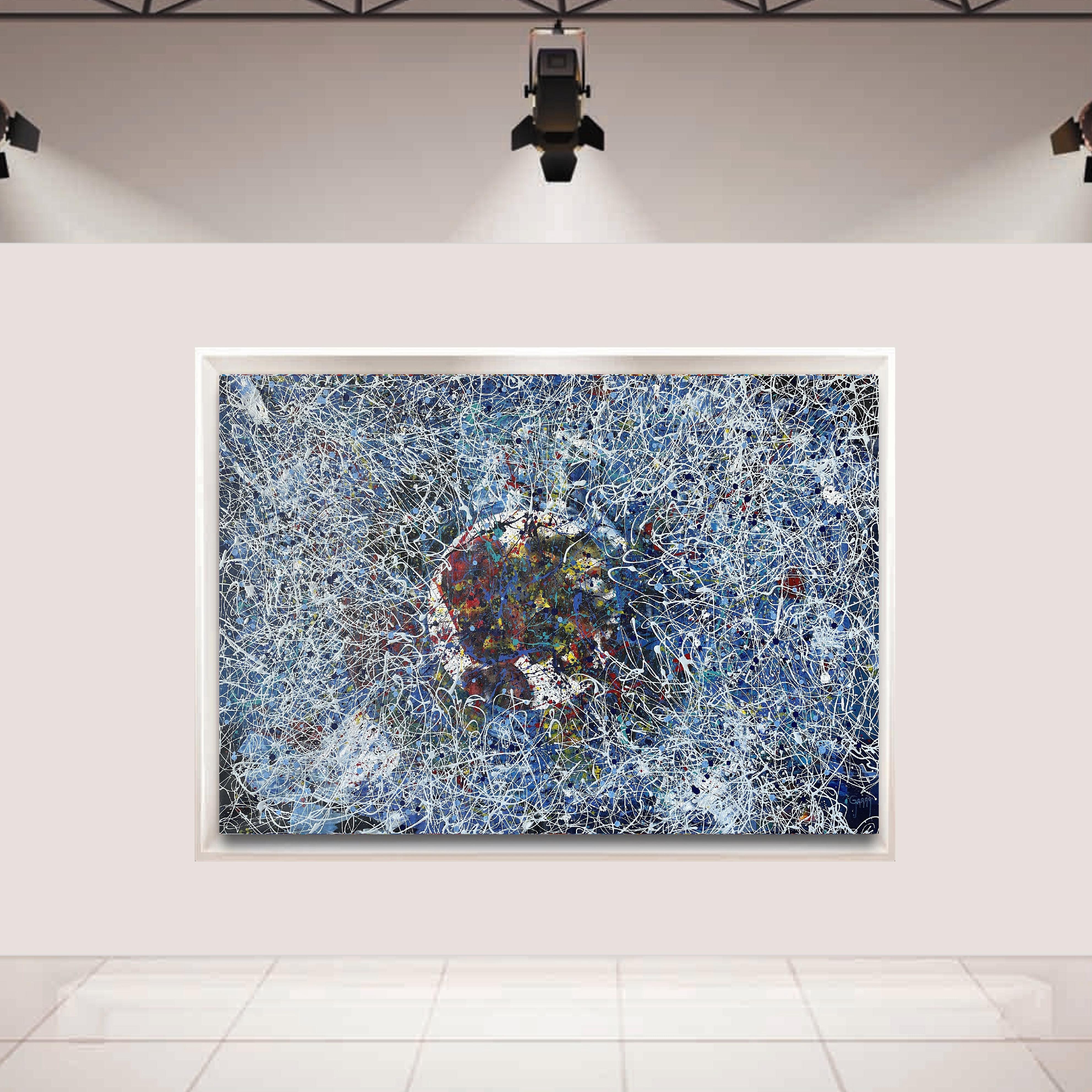 Crazy Life in Blauen Tönen (Abstrakter Expressionismus), Painting, von Juan Jose Garay