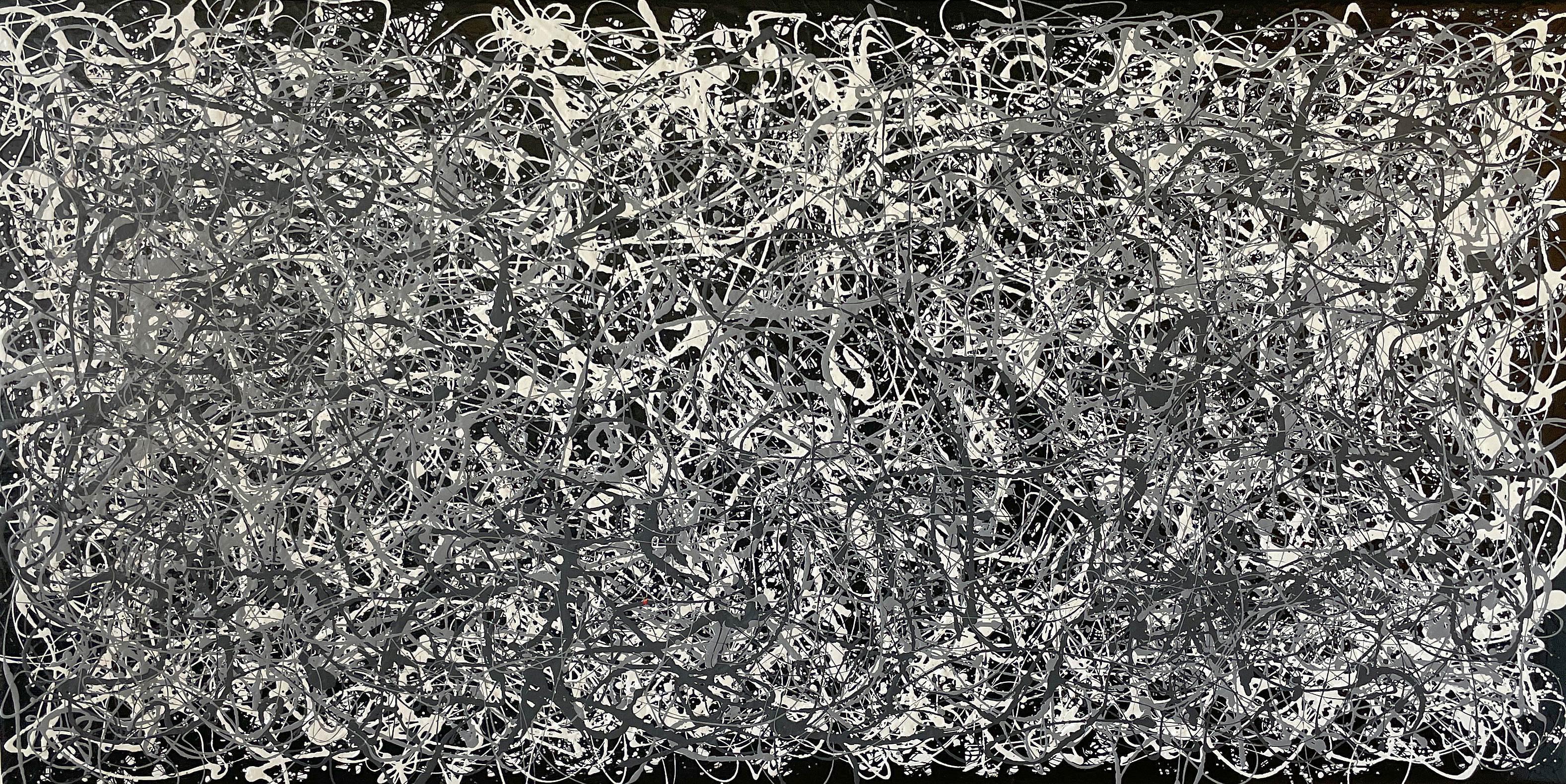 Dance of Shadows - Gray Abstract Painting by Juan Jose Garay