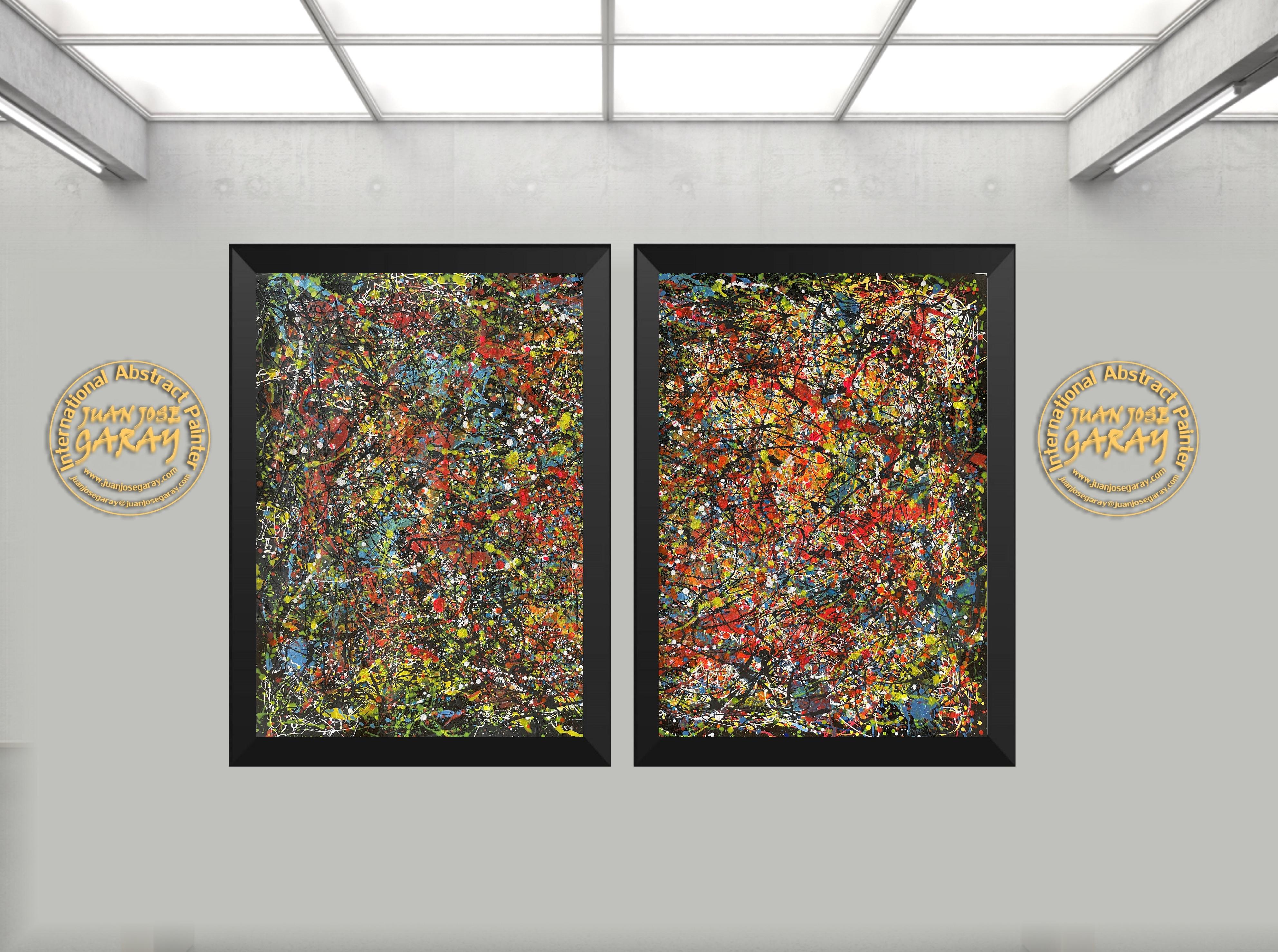 Chemins sombres et lumineux - Peinture diptyque