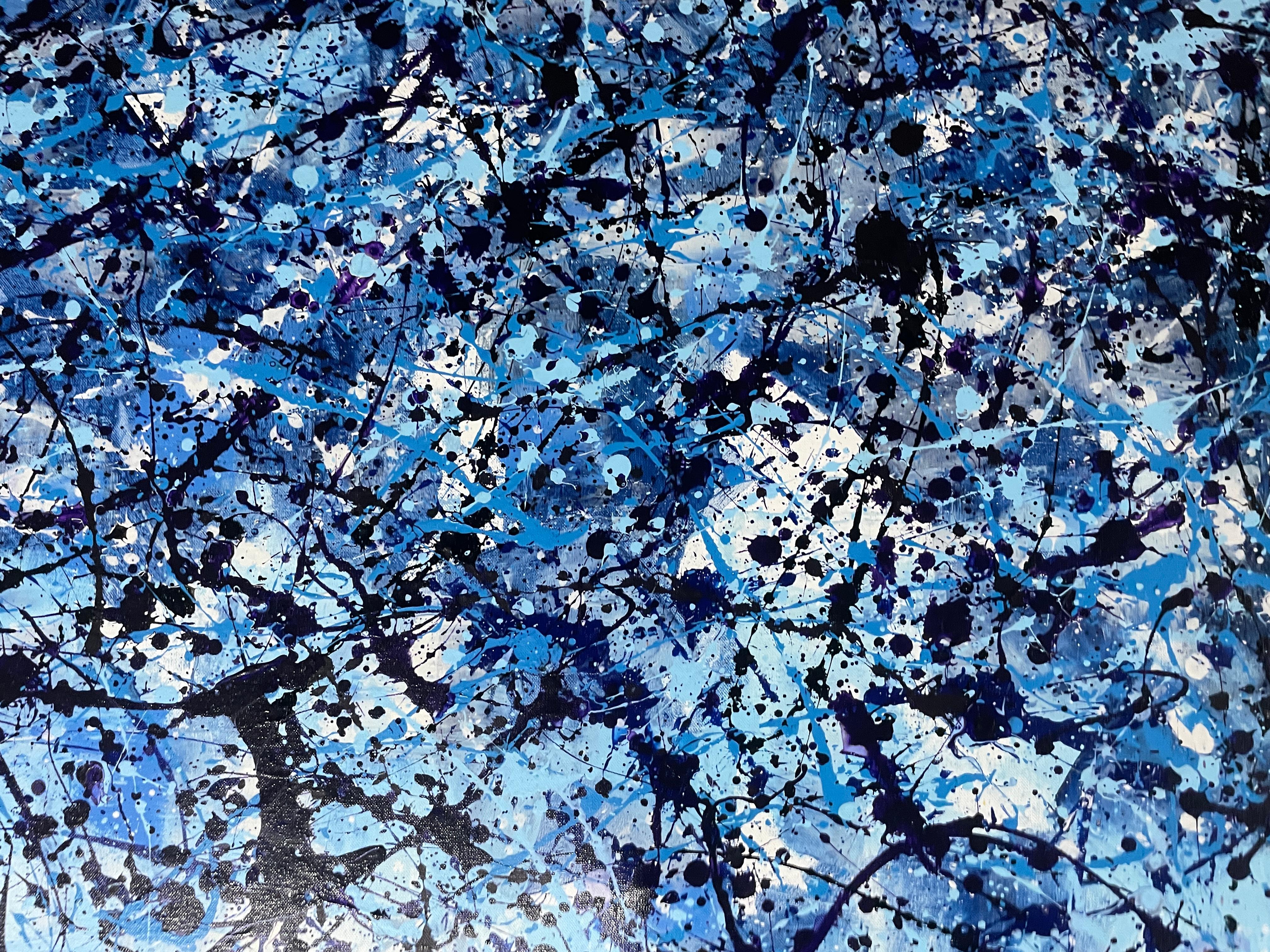 Diptych-Abstraction in Blue and White For Sale 5