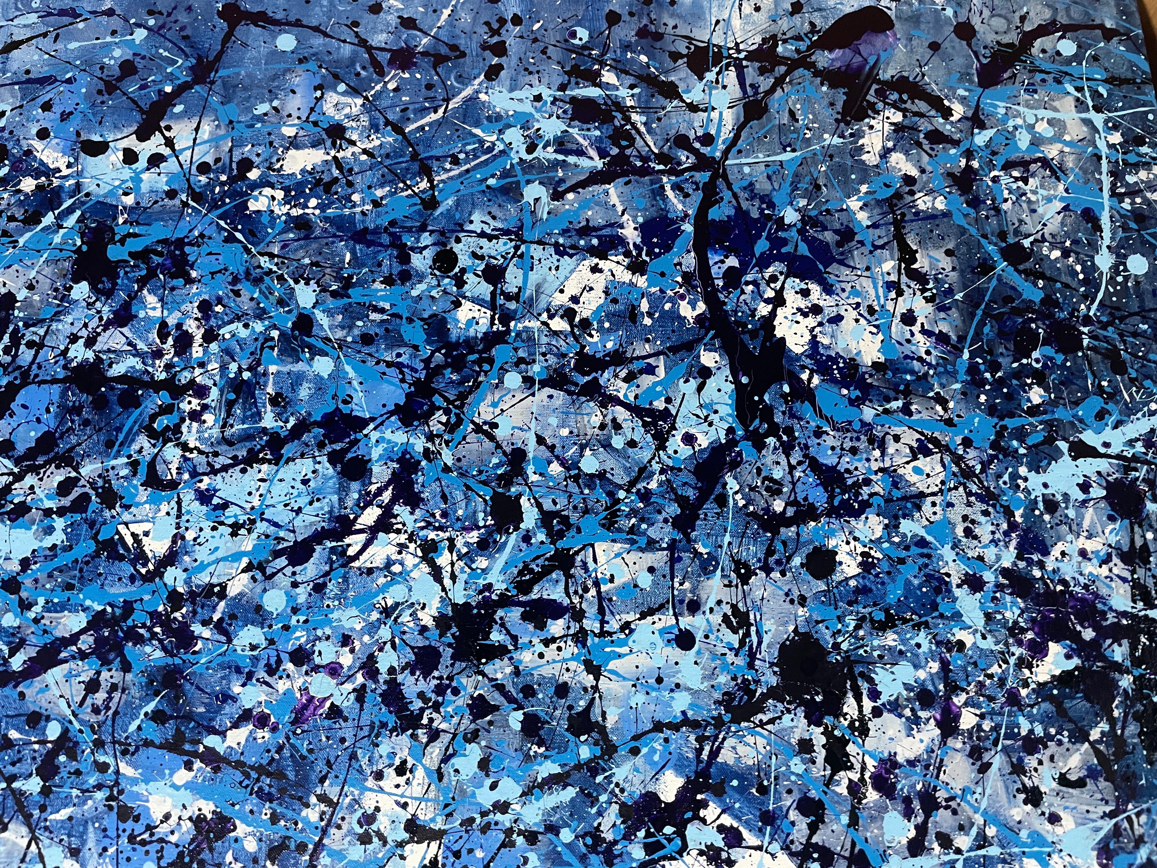 Diptych-Abstraction in Blue and White For Sale 6