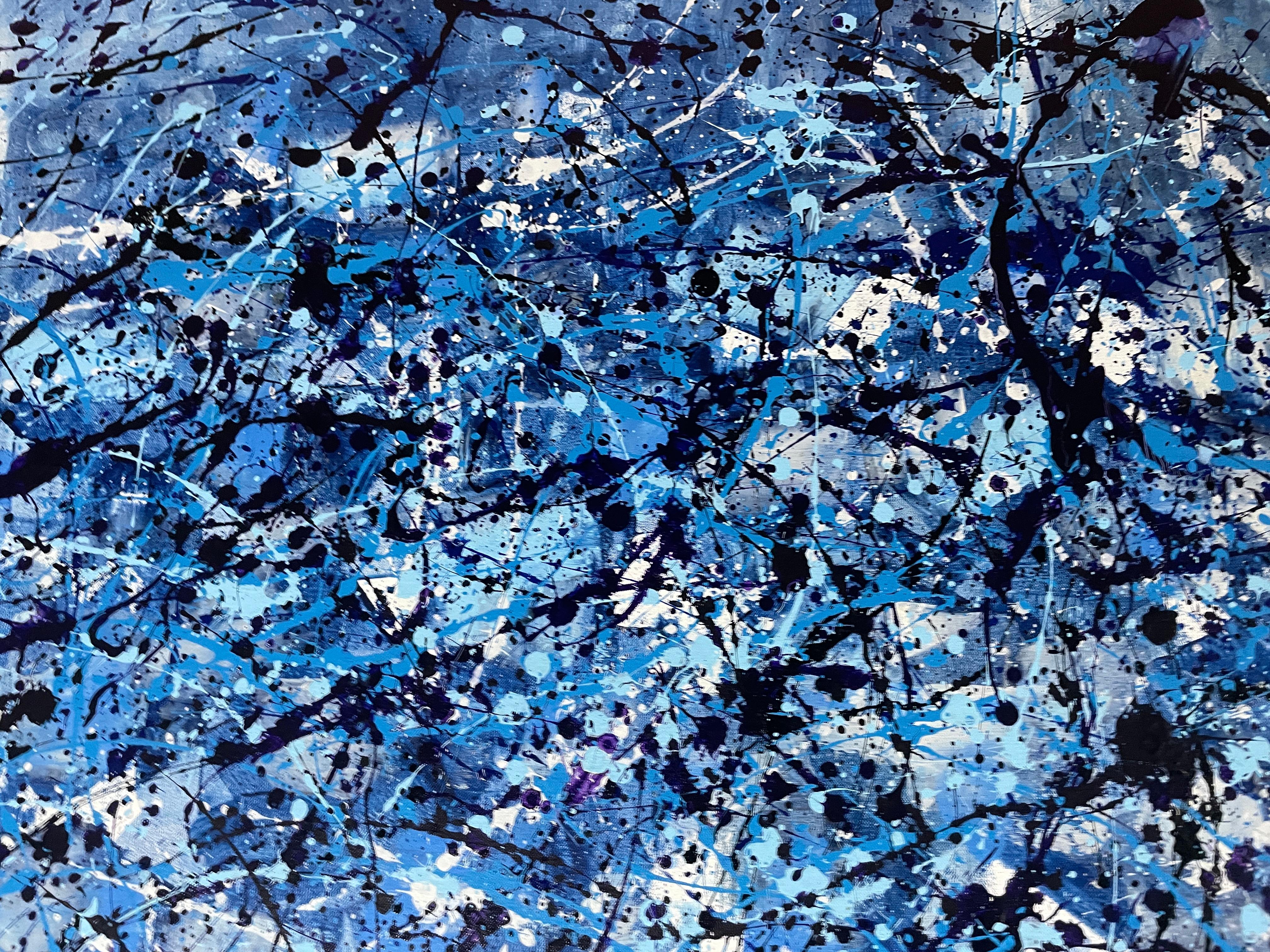 Diptych-Abstraction in Blue and White For Sale 7