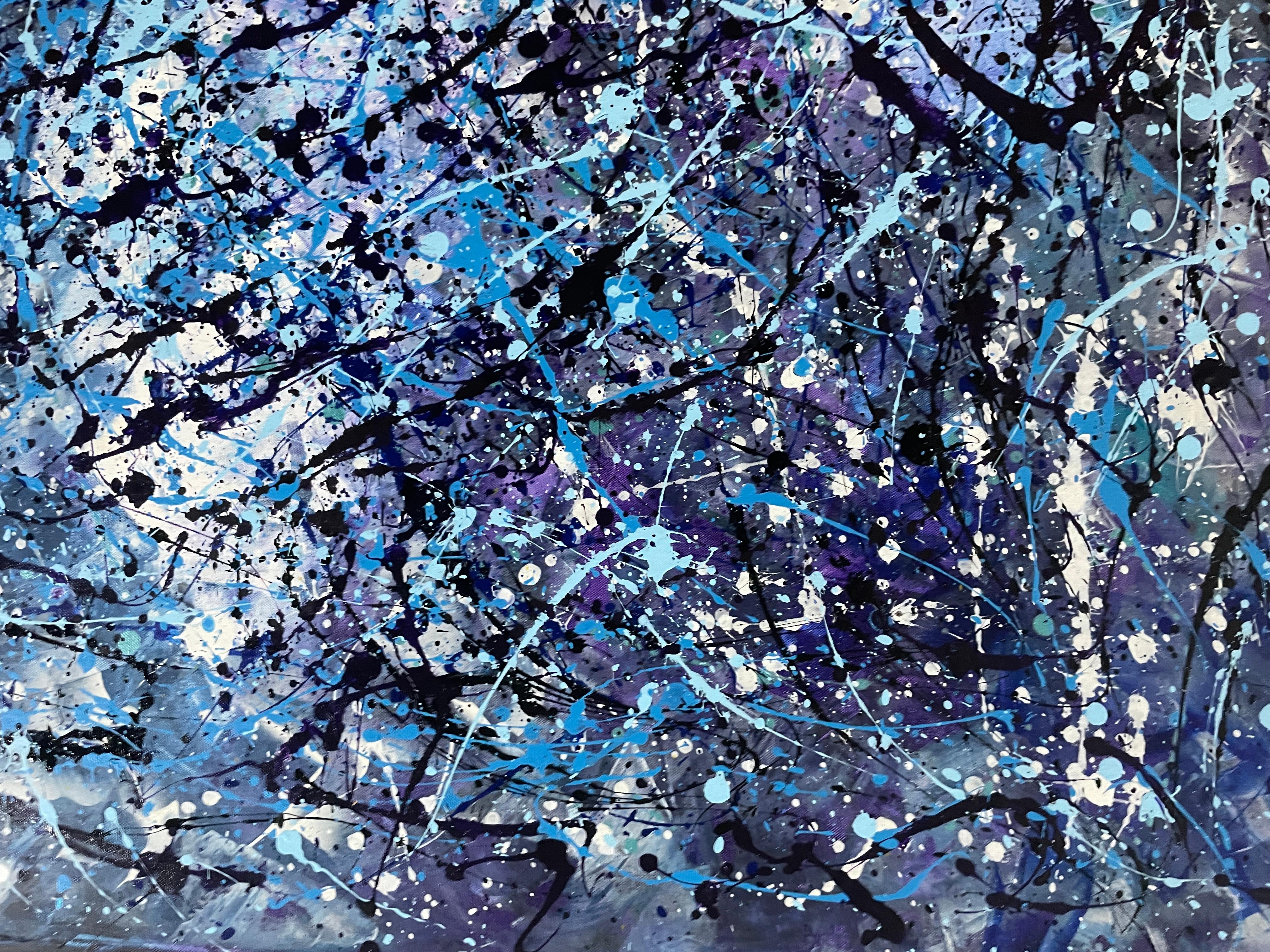 Diptych-Abstraction in Blue and White For Sale 11