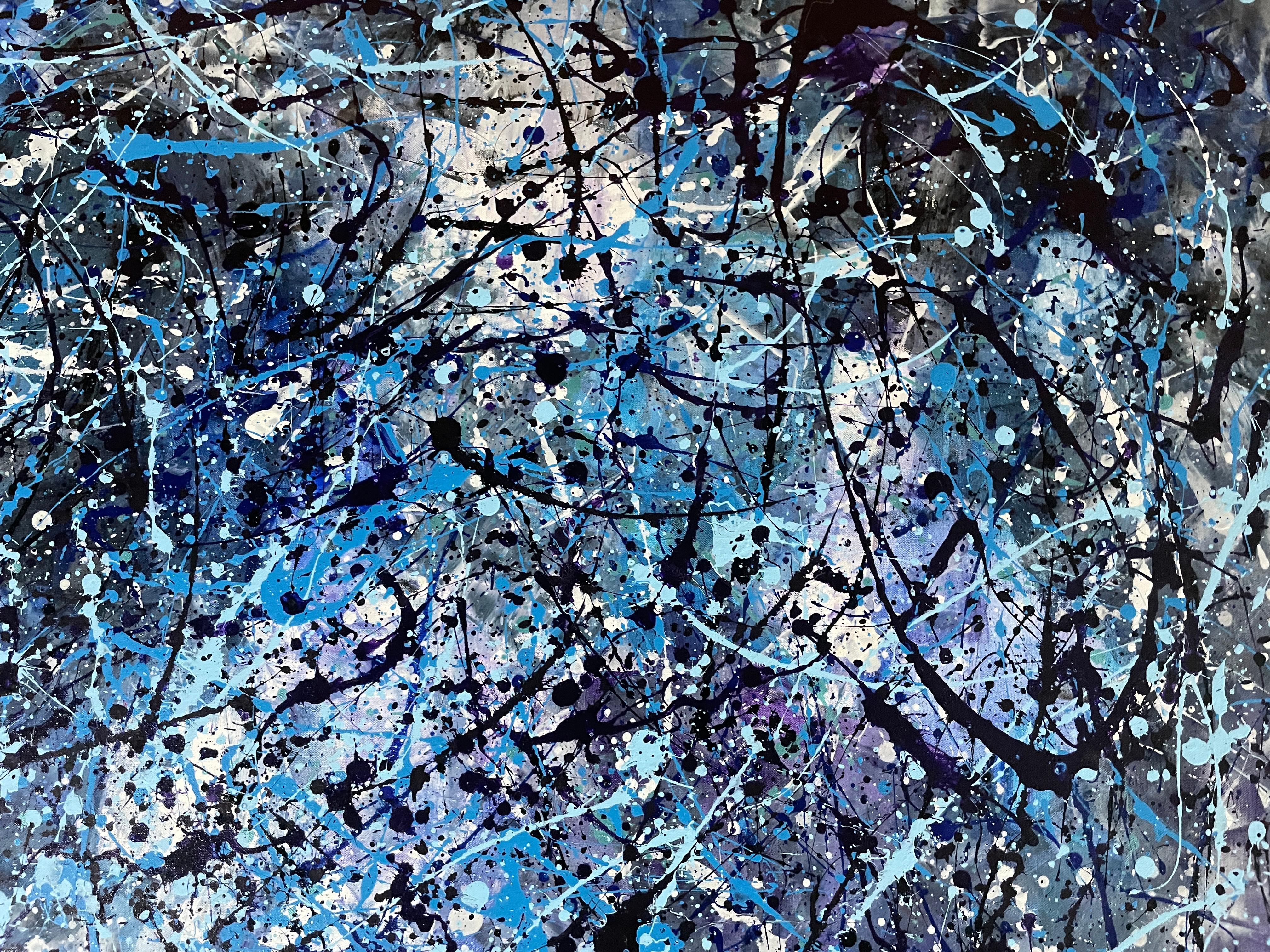 Diptych-Abstraction in Blue and White For Sale 12