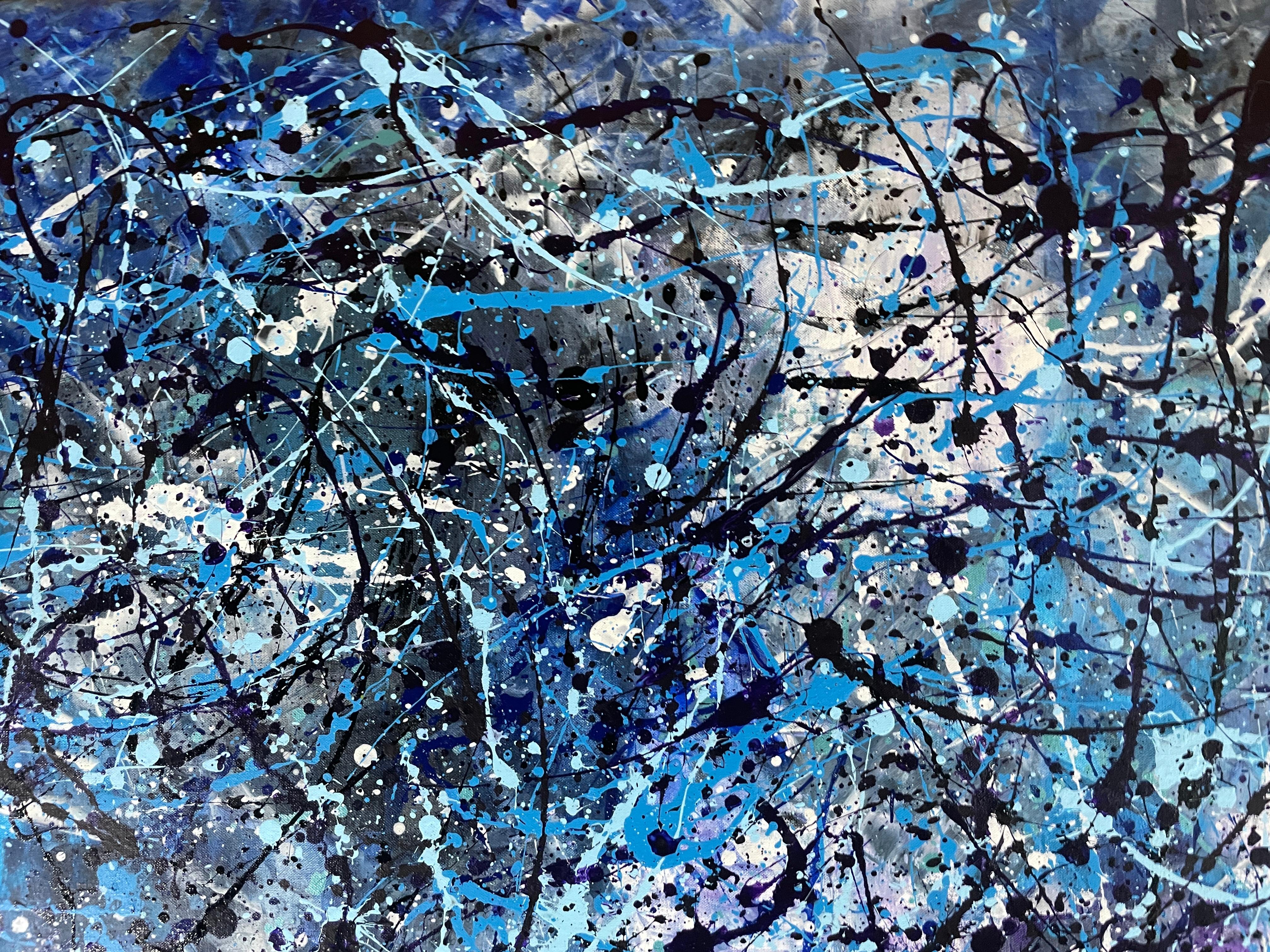 Diptych-Abstraction in Blue and White For Sale 13