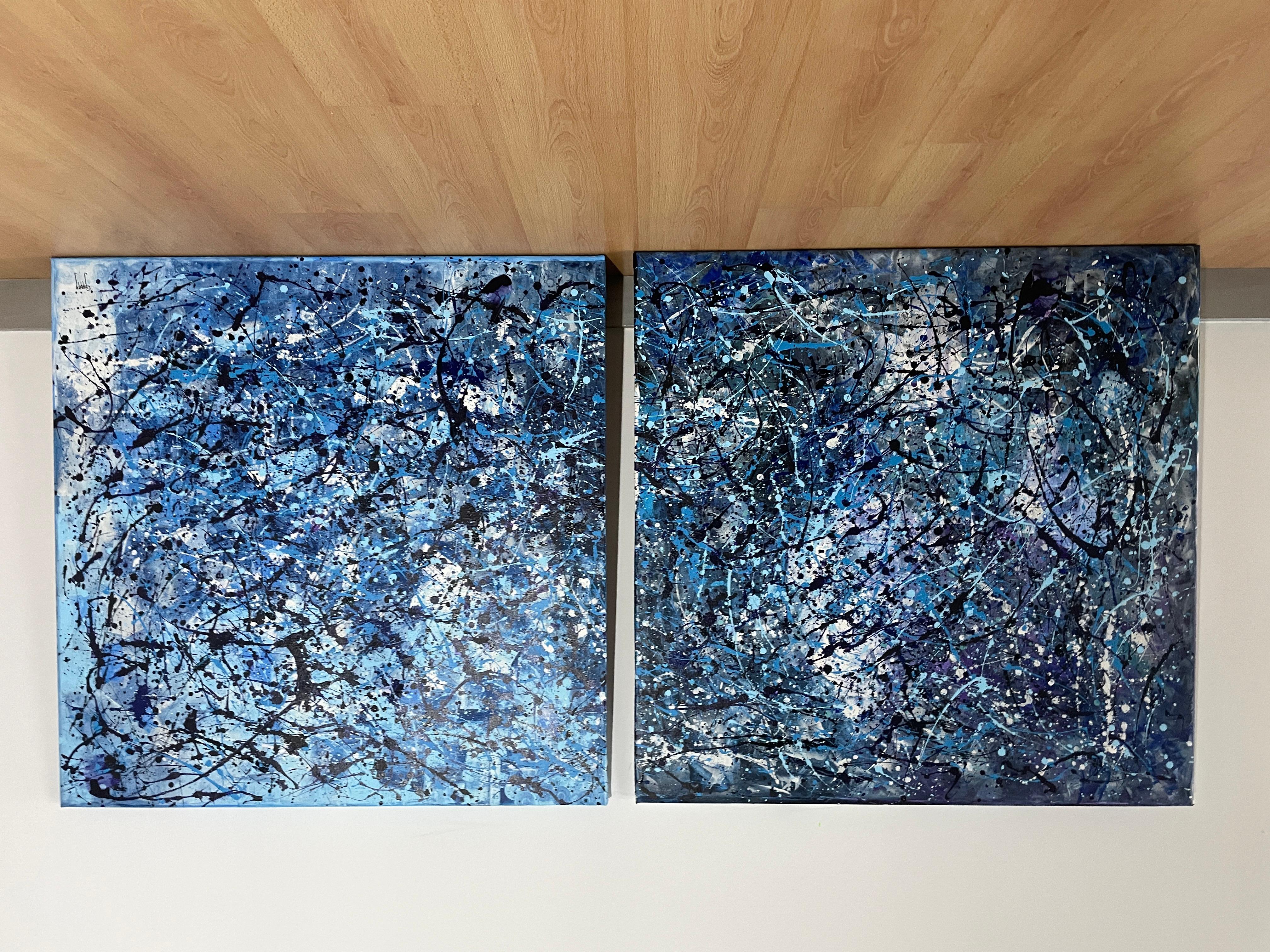 Painting: Acrylic on Canvas. 
This work consists of two canvases of Diptych
It is a large work of marvelous beauty.
The scene is an evocation of nature, the colors generate a dreamy feeling where your imagination embarks you in a world of sensations