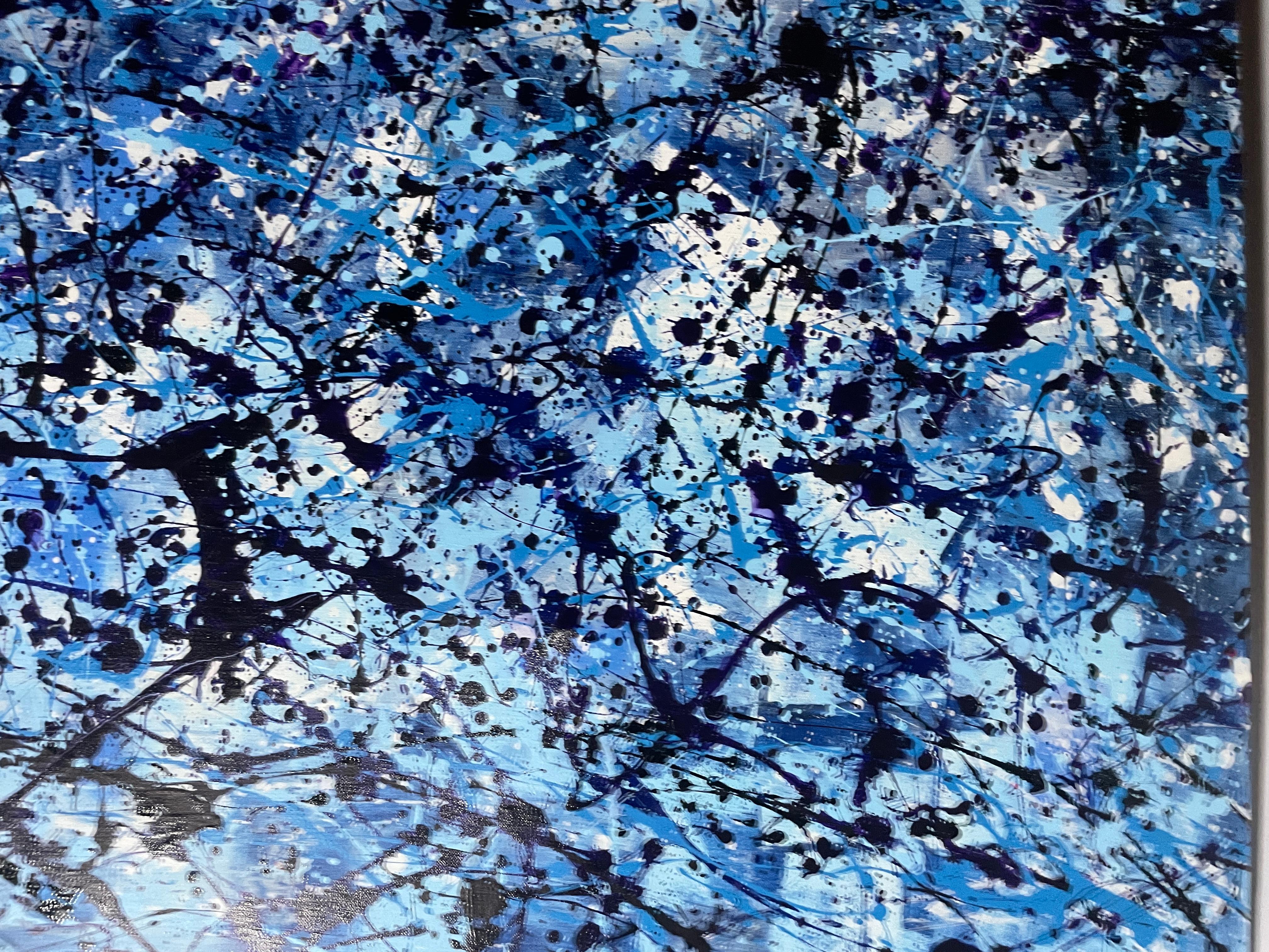 Diptych-Abstraction in Blue and White For Sale 4