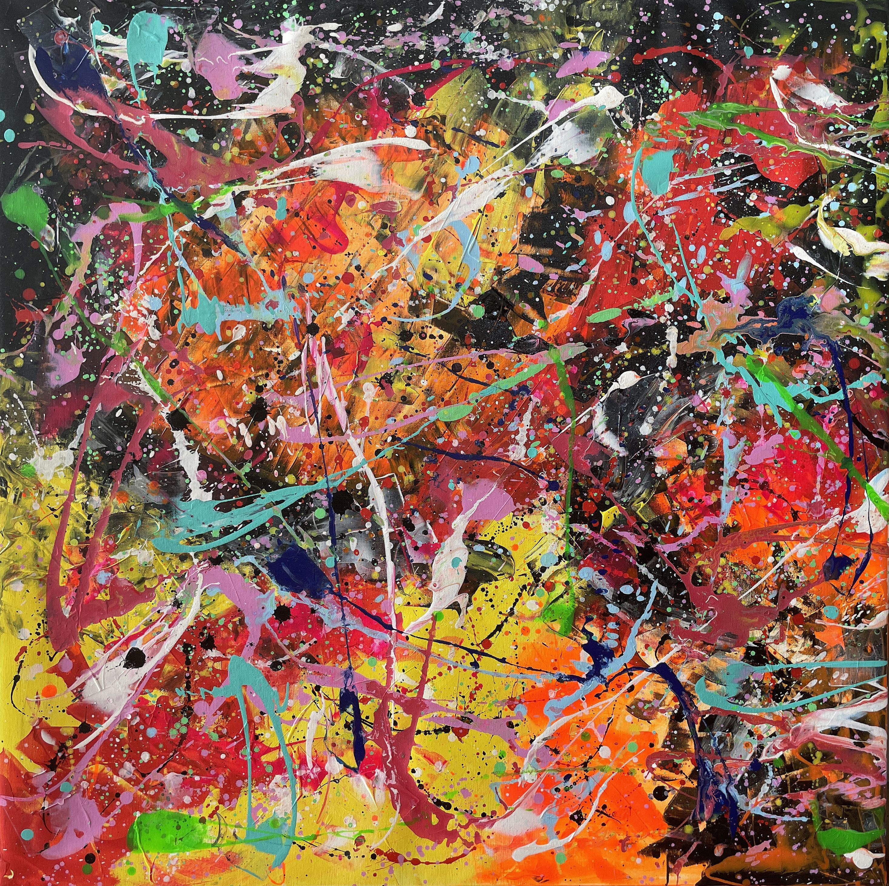 Diptych-Columinescence in Chromatic Fusion - Painting by Juan Jose Garay