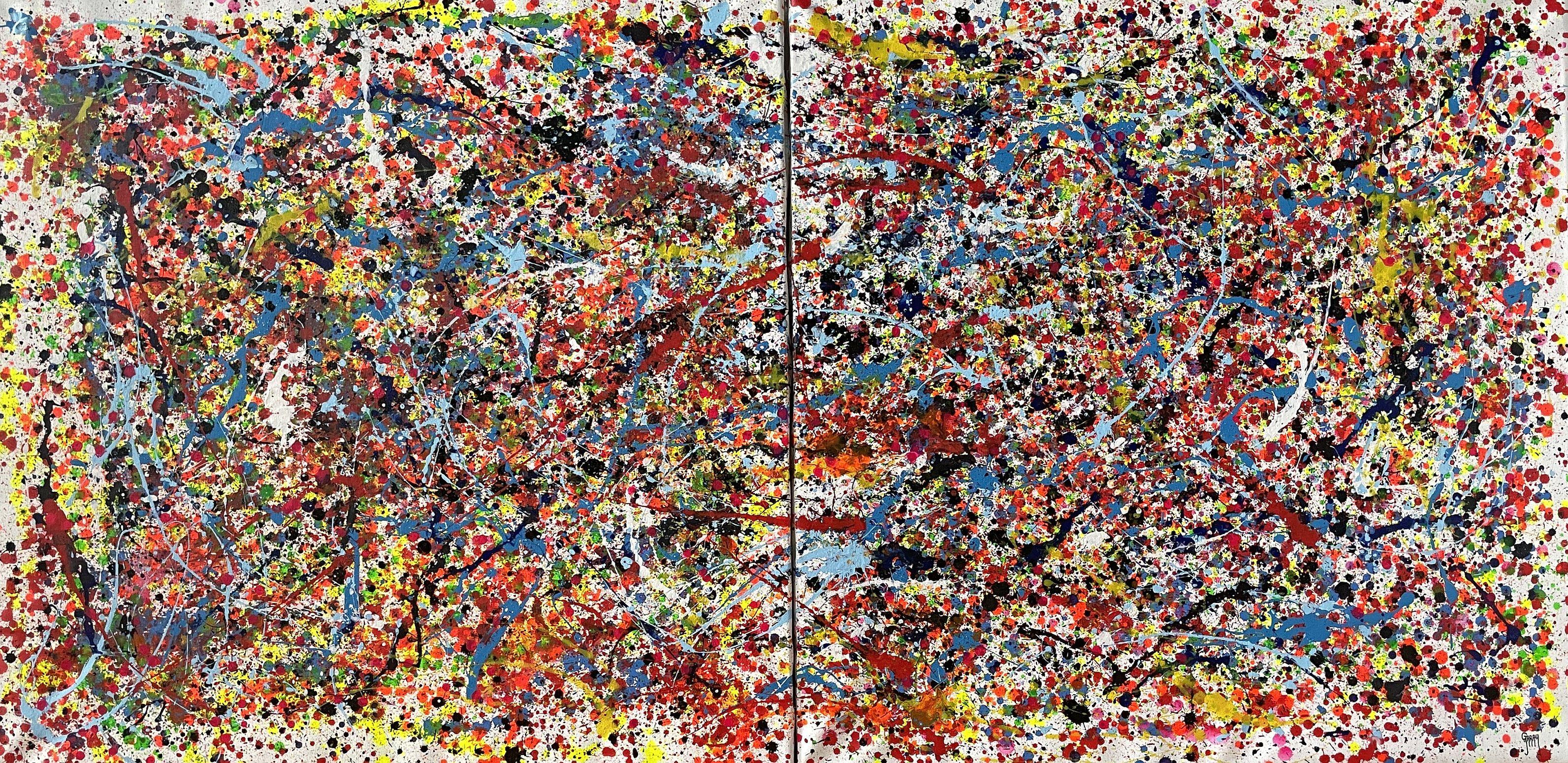 Diptych-Flames of the Soul - Painting by Juan Jose Garay