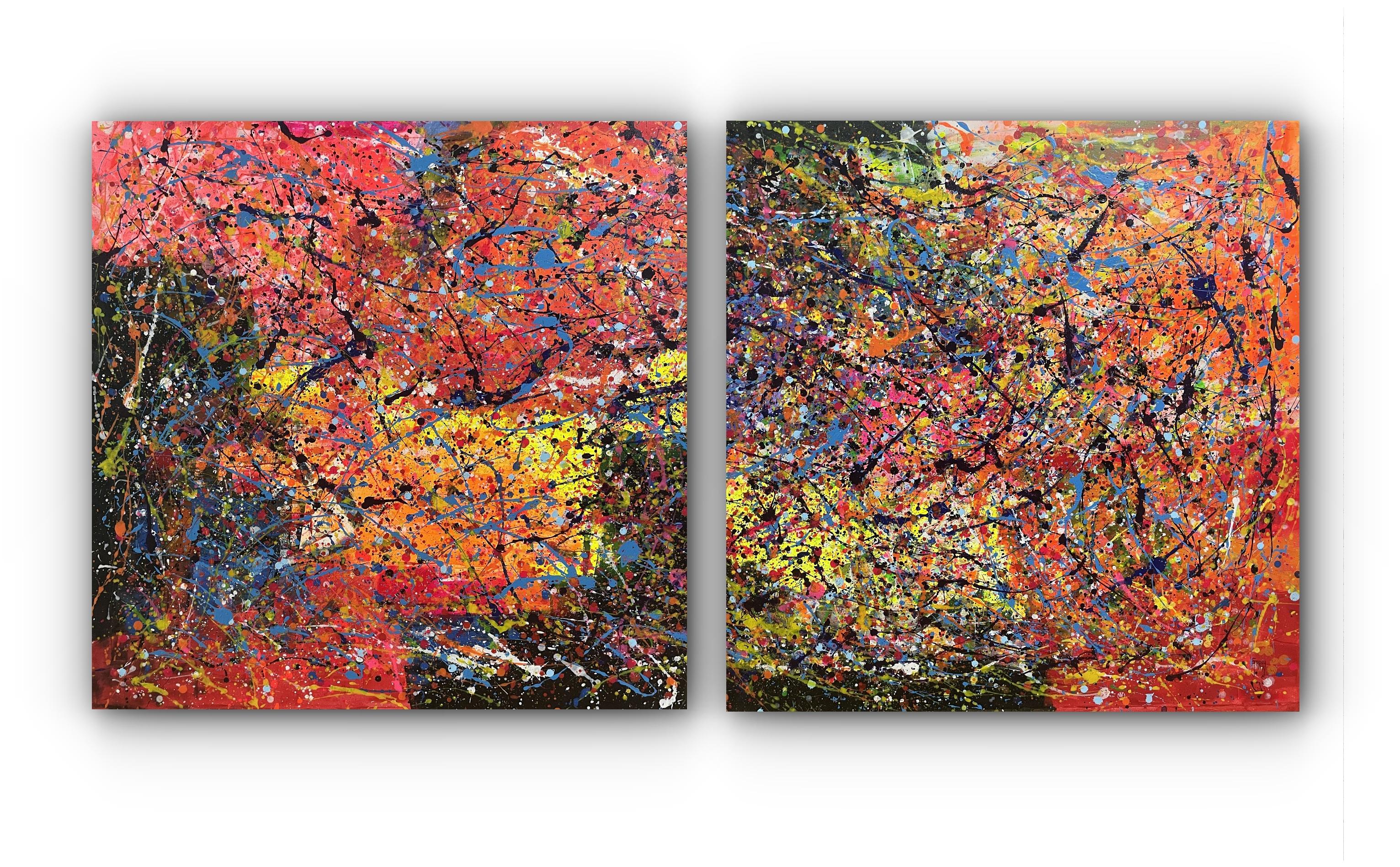 Juan Jose Garay Abstract Painting - Diptych-Fury of the Dusk
