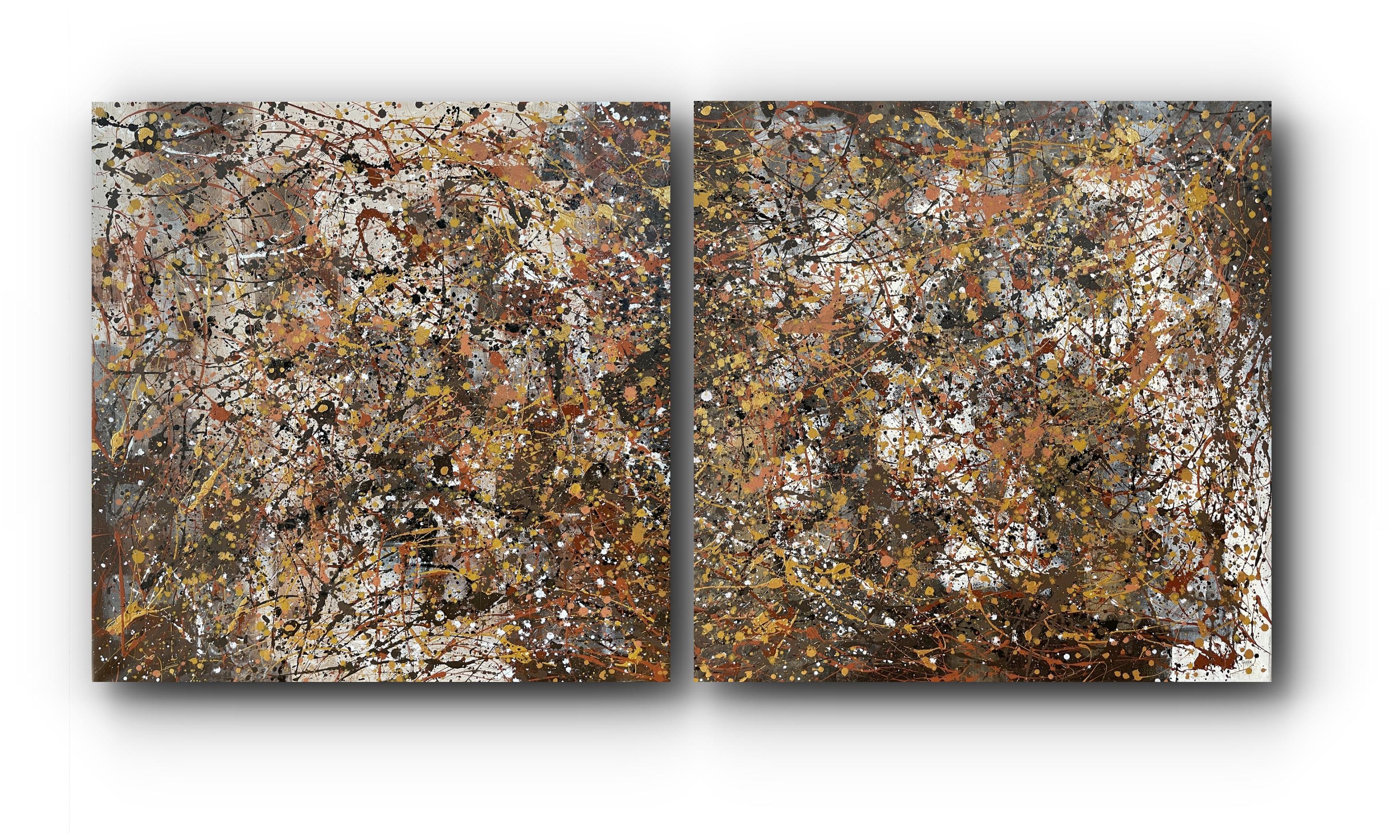 Juan Jose Garay Abstract Painting - Diptych-Sunrise in the Savannah