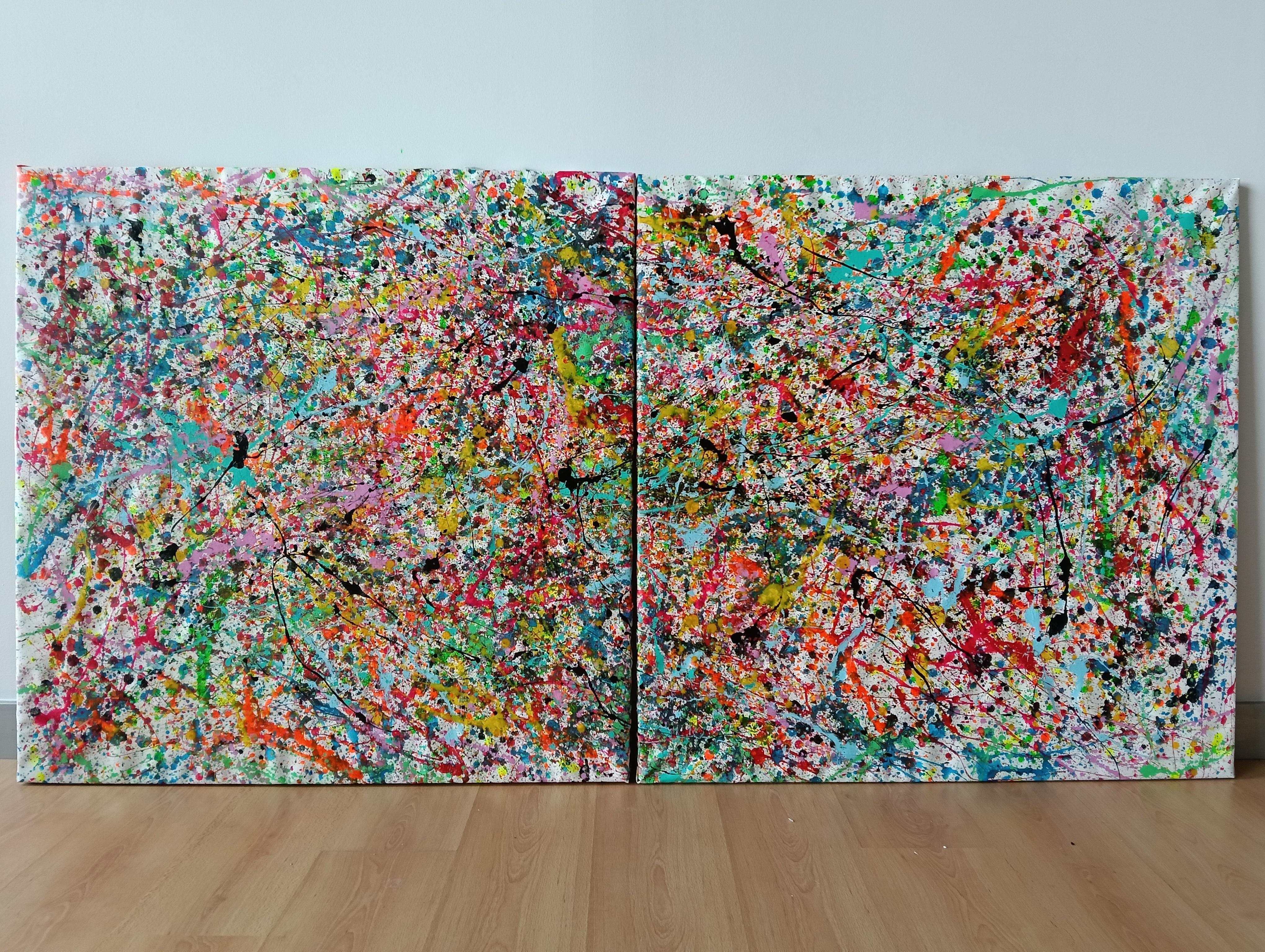 Echoes of Chaos Diptychon – Painting von Juan Jose Garay