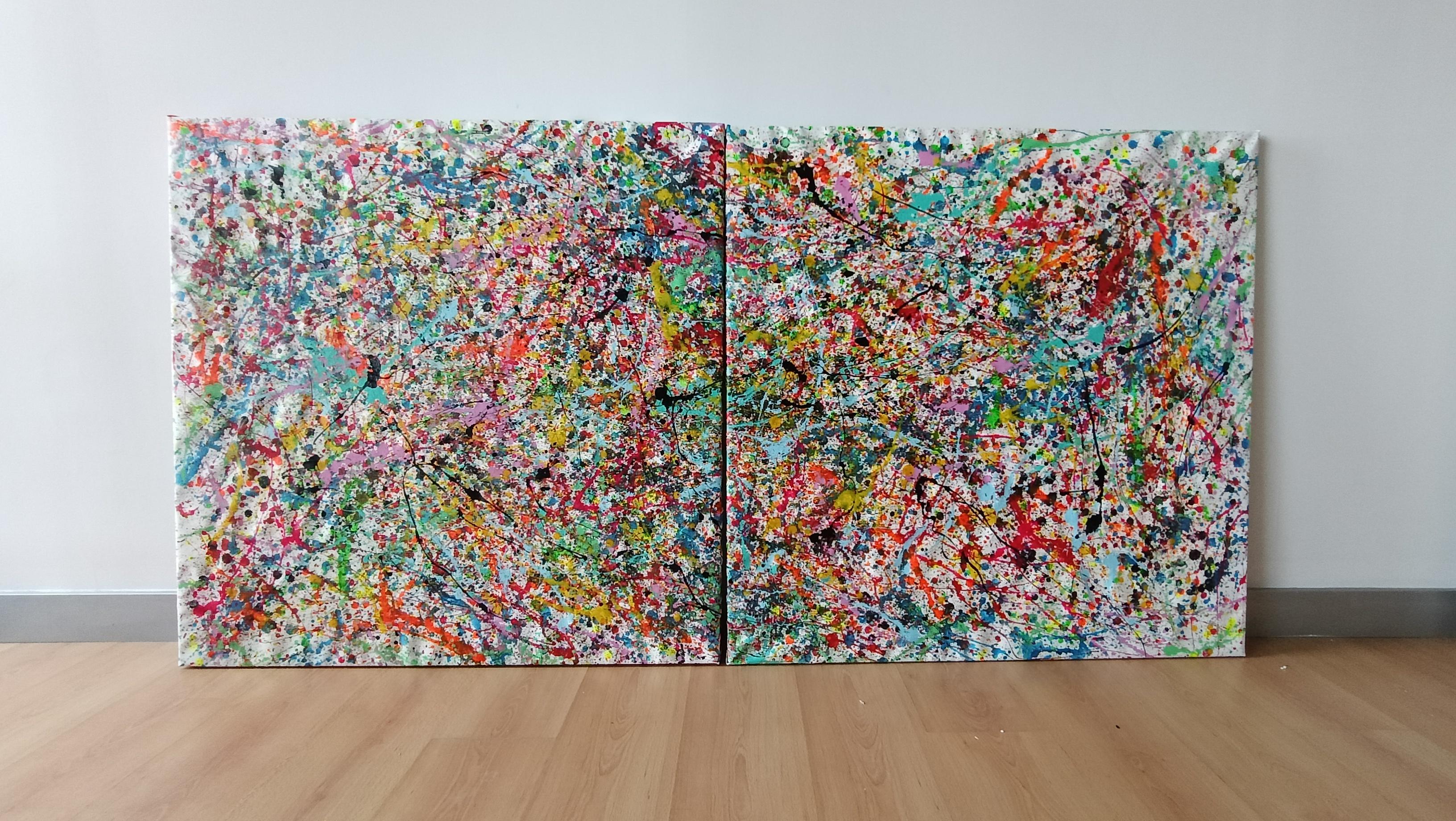 Echoes of Chaos Diptychon (Abstrakter Expressionismus), Painting, von Juan Jose Garay