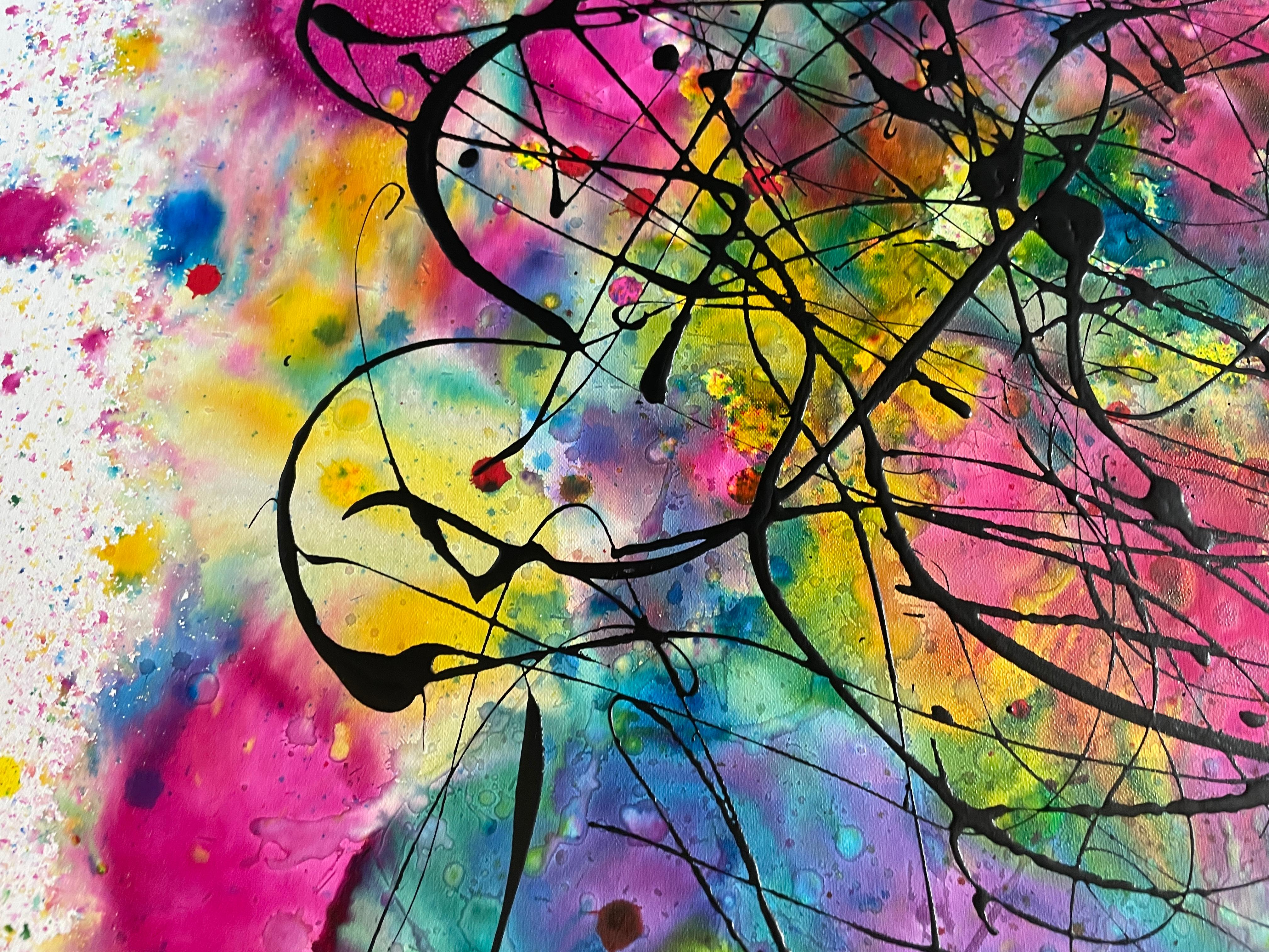 Echi dell'arcobaleno - Abstract Painting Beige di Juan Jose Garay