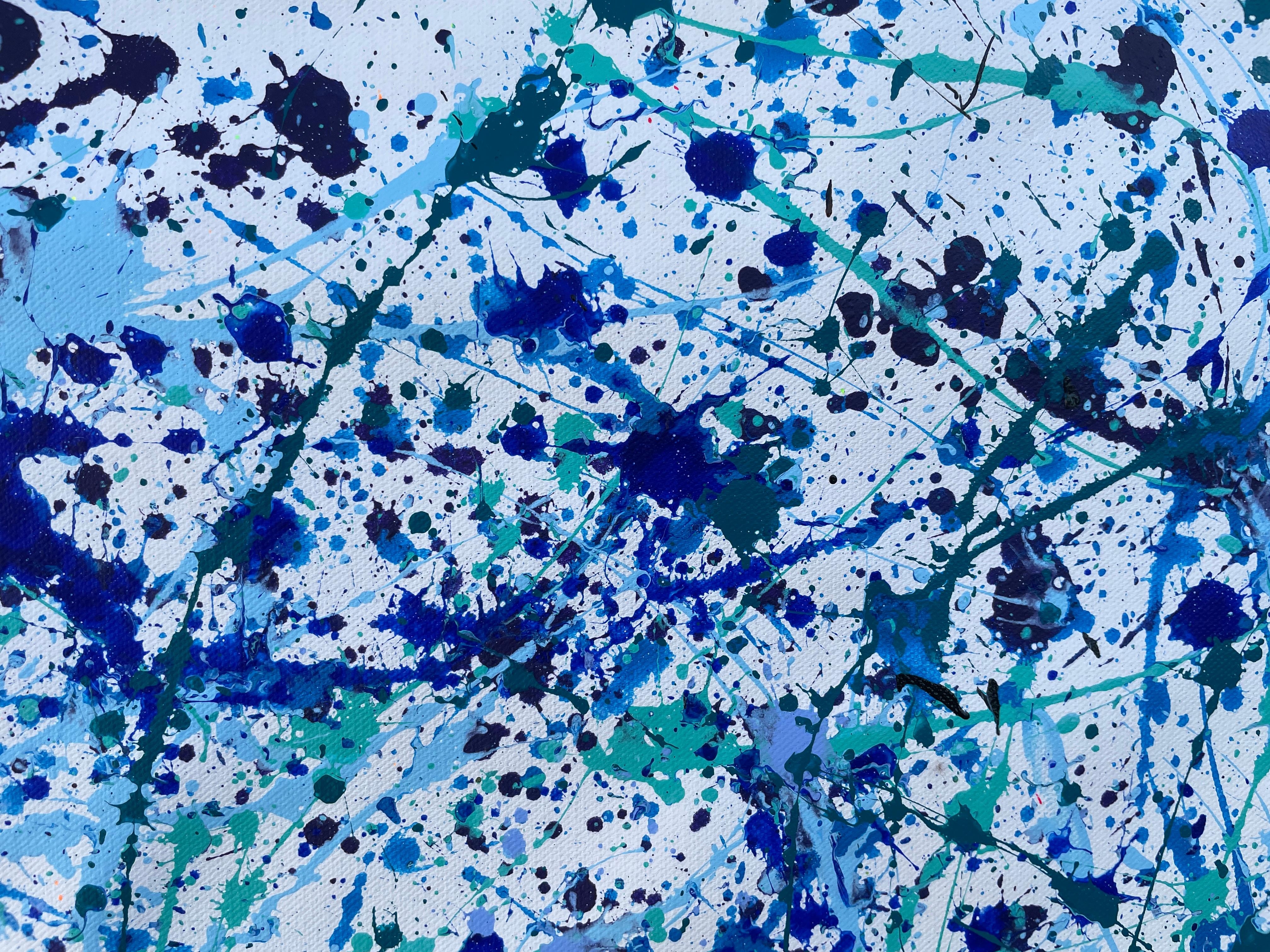 Ecstasy en bleu - Bleu Abstract Painting par Juan Jose Garay