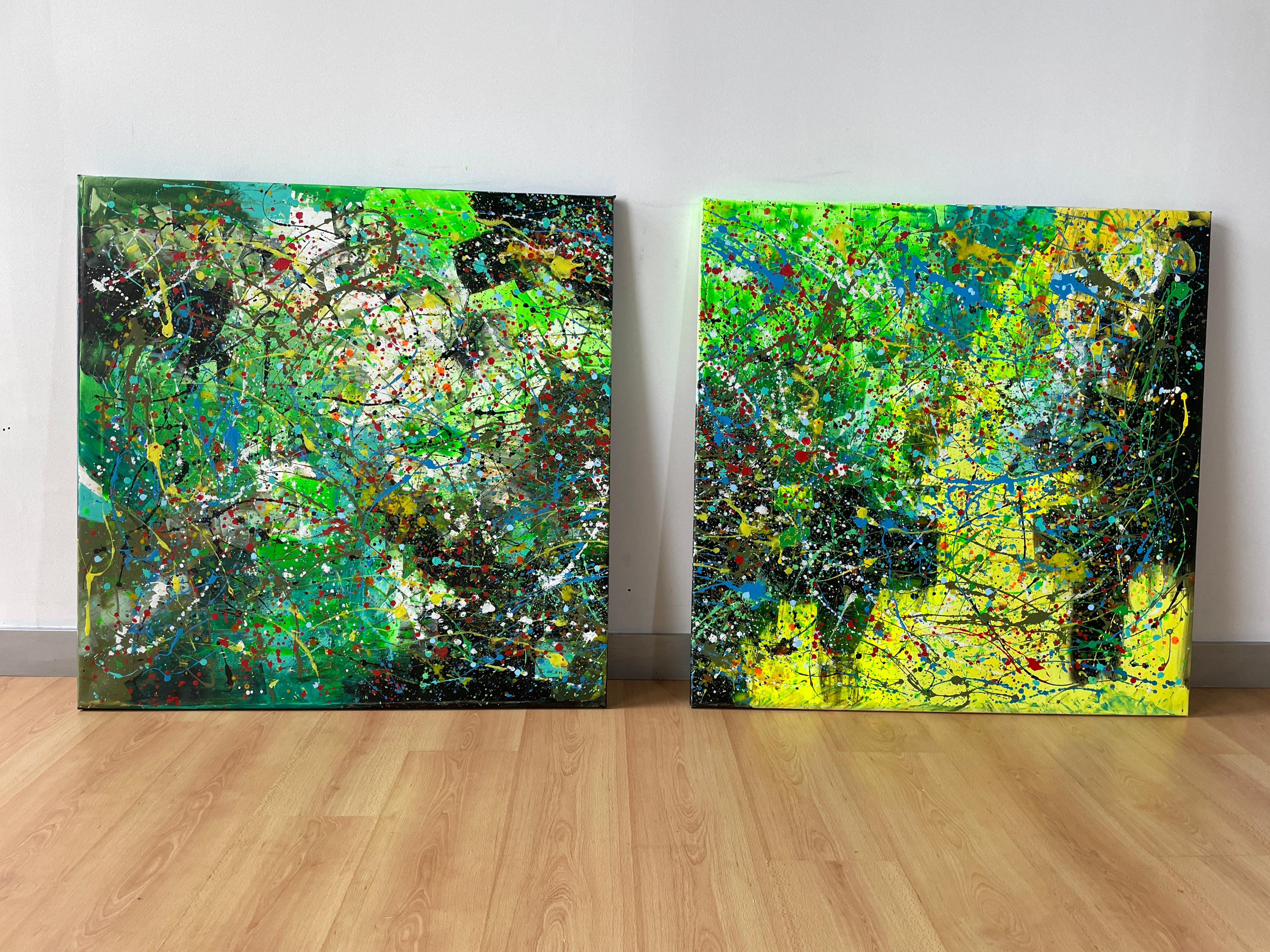 Smeraldo Etereo - Abstract Painting Marrone di Juan Jose Garay