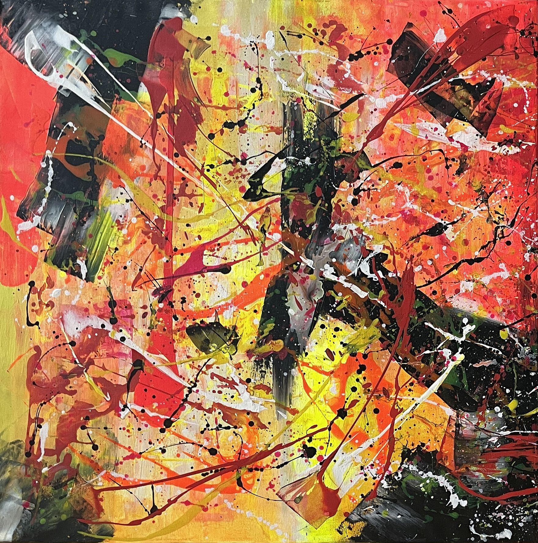 Le feu dans l'obscurité - Painting de Juan Jose Garay