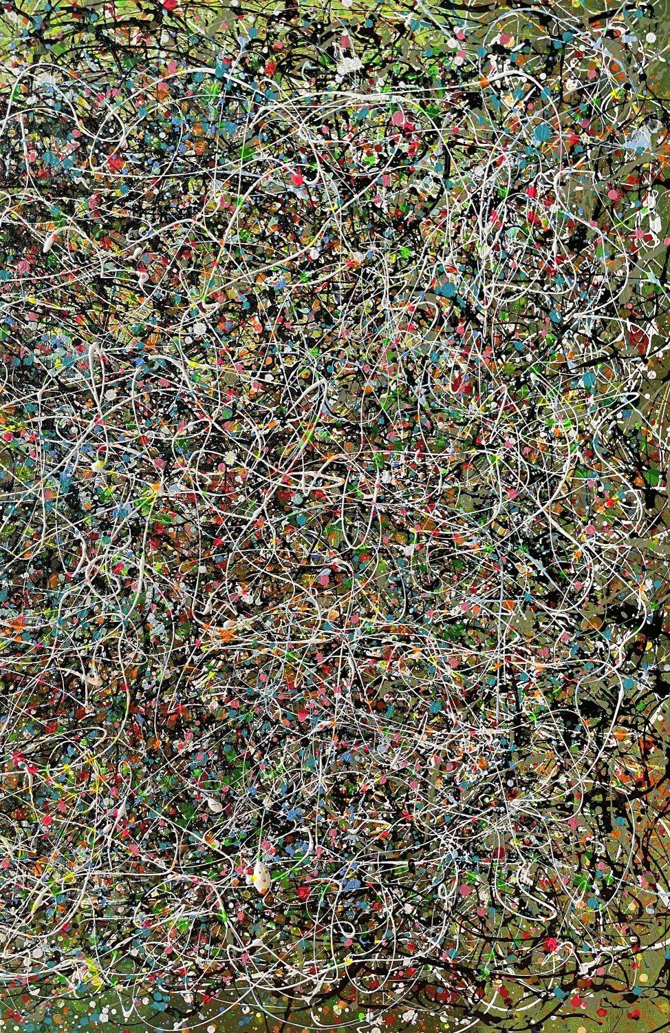 Grüne Dunkelheit der Natur (Grau), Abstract Painting, von Juan Jose Garay
