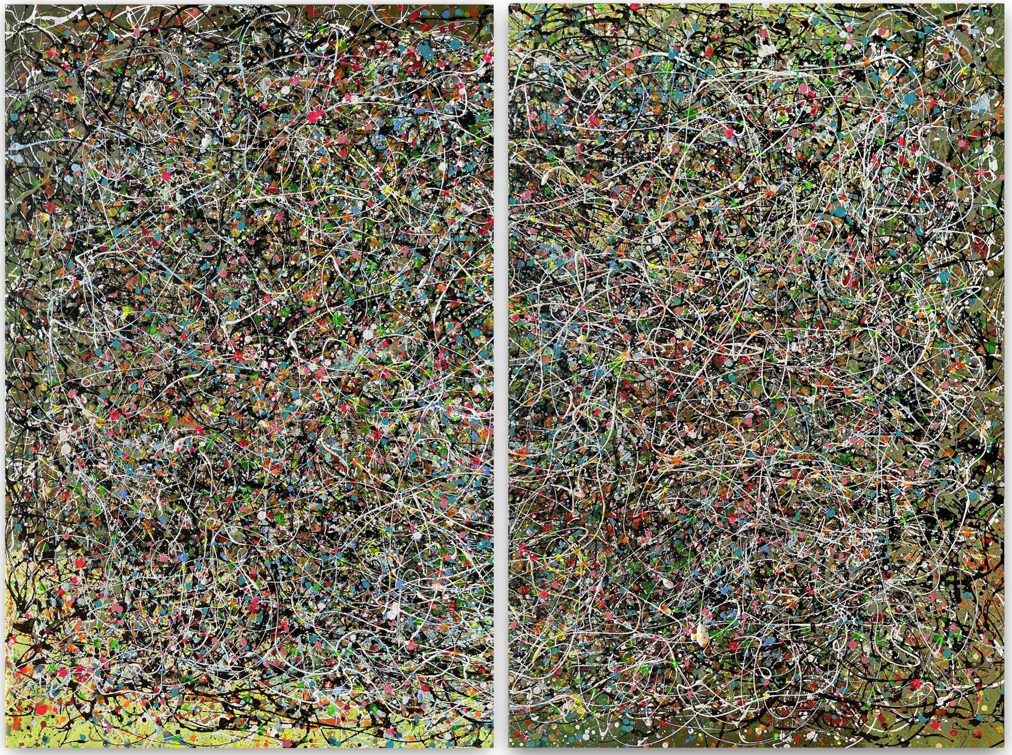 Juan Jose Garay Abstract Painting – Grüne Dunkelheit der Natur