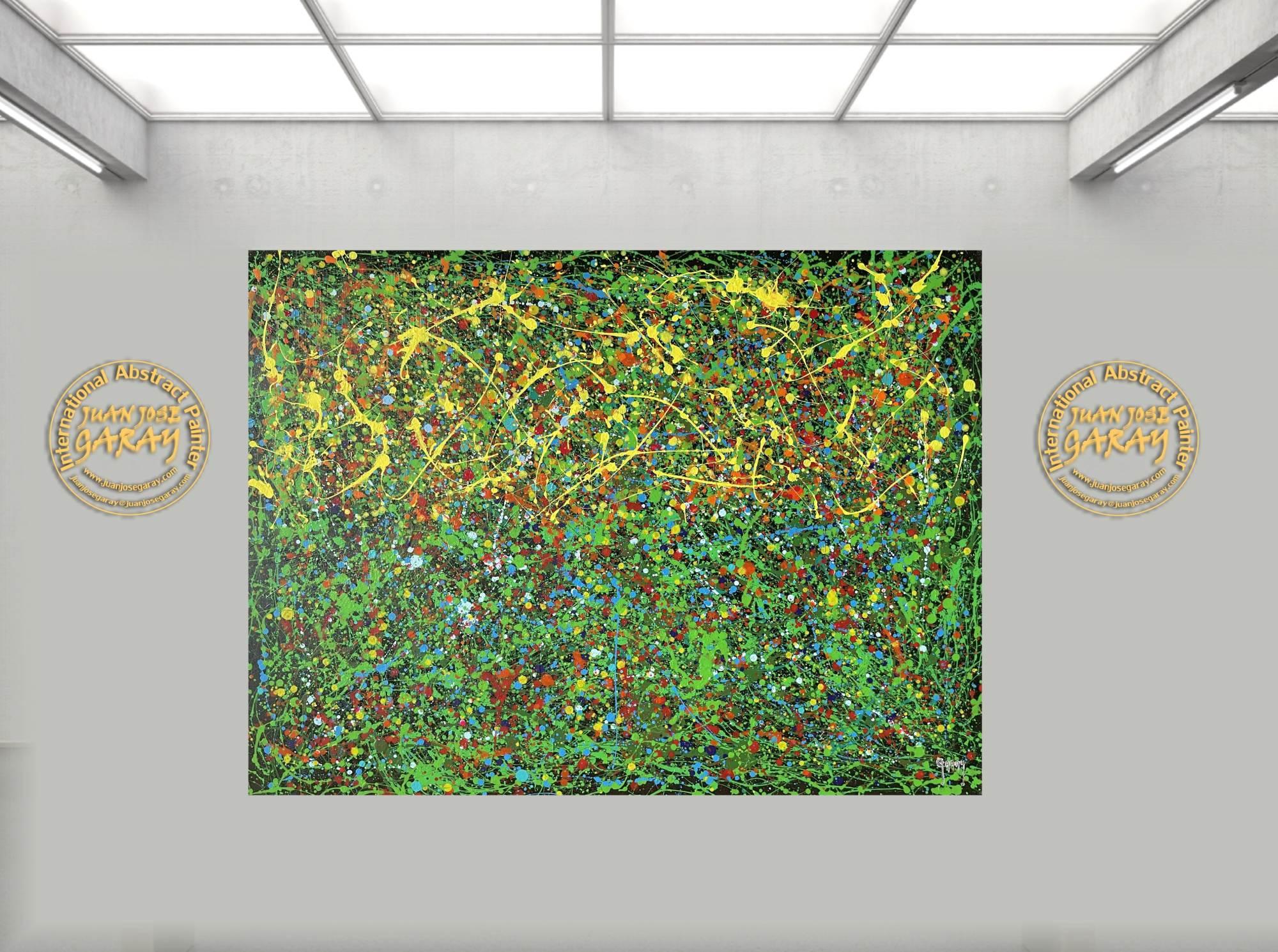 Green Metaverso - Abstract Expressionist Painting by Juan Jose Garay