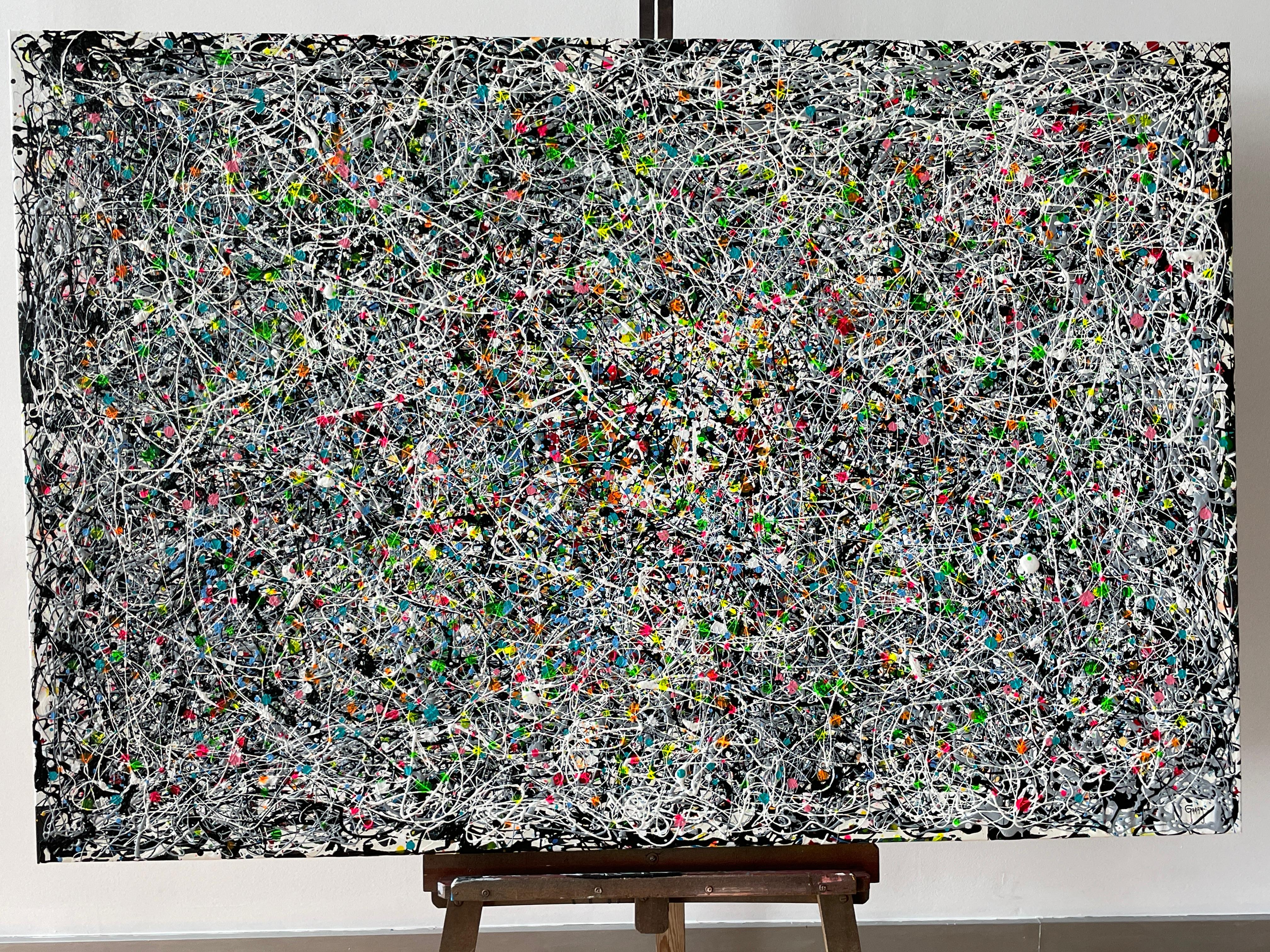 Imagine Schwarz und Weiß (Grau), Abstract Painting, von Juan Jose Garay