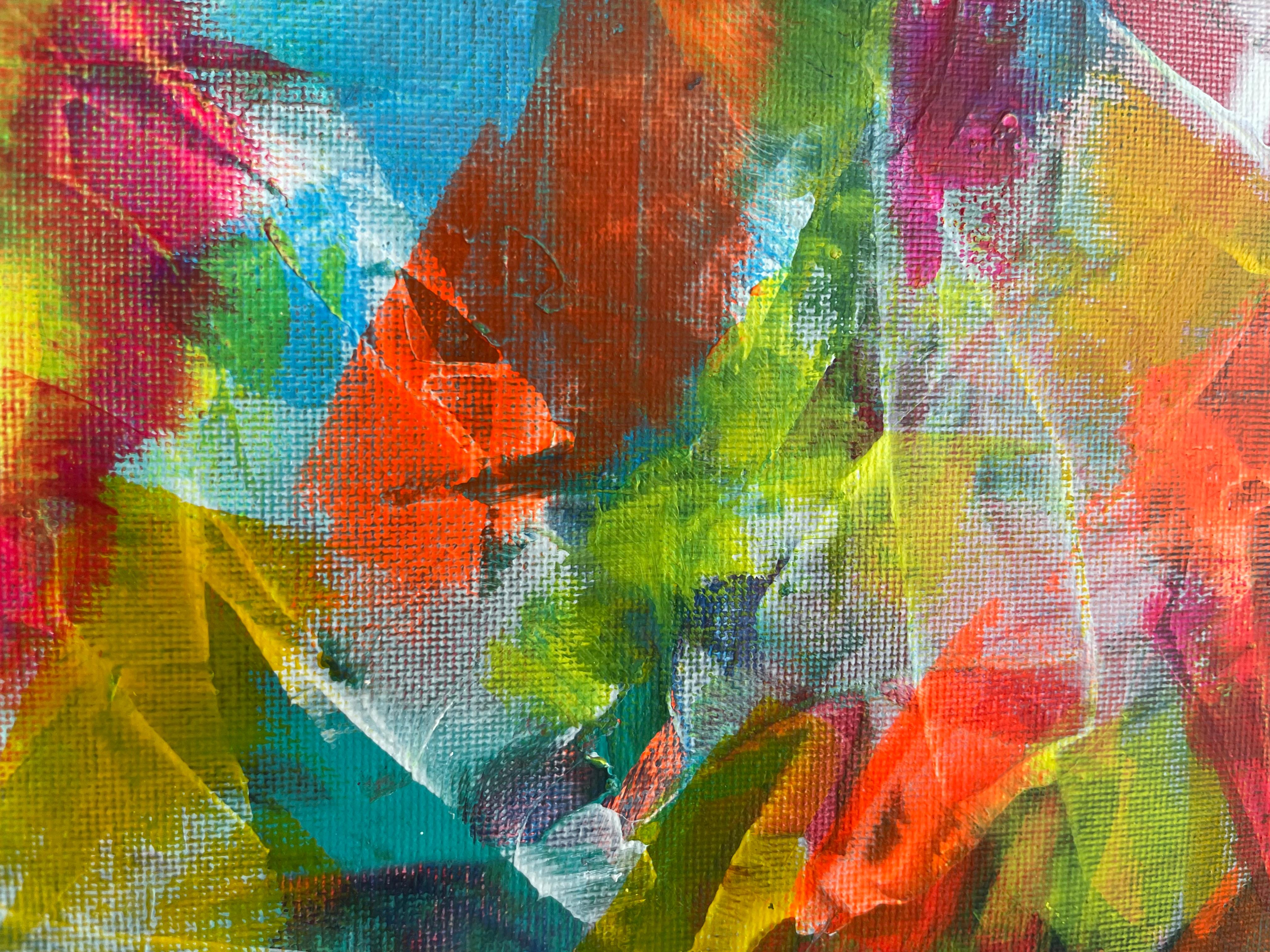 Dans cette œuvre, j'ai déversé ma passion en utilisant des acryliques pour évoquer la profondeur et le mouvement. Les bleus et les blancs s'entremêlent, reflétant des émotions abstraites qui s'écoulent librement, comme les vagues de l'océan un jour