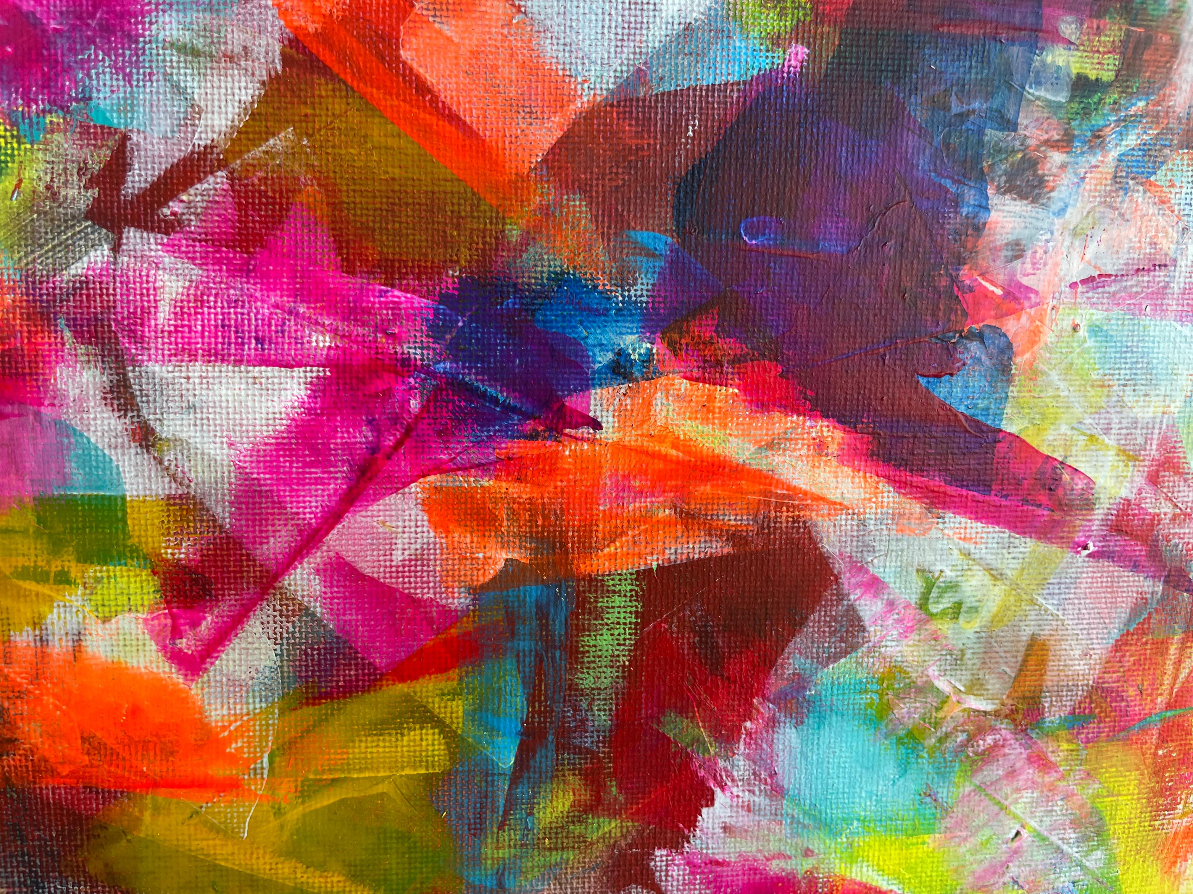 Dans cette œuvre, j'ai déversé ma passion en utilisant des acryliques pour évoquer la profondeur et le mouvement. Les bleus et les blancs s'entremêlent, reflétant des émotions abstraites qui s'écoulent librement, comme les vagues de l'océan un jour
