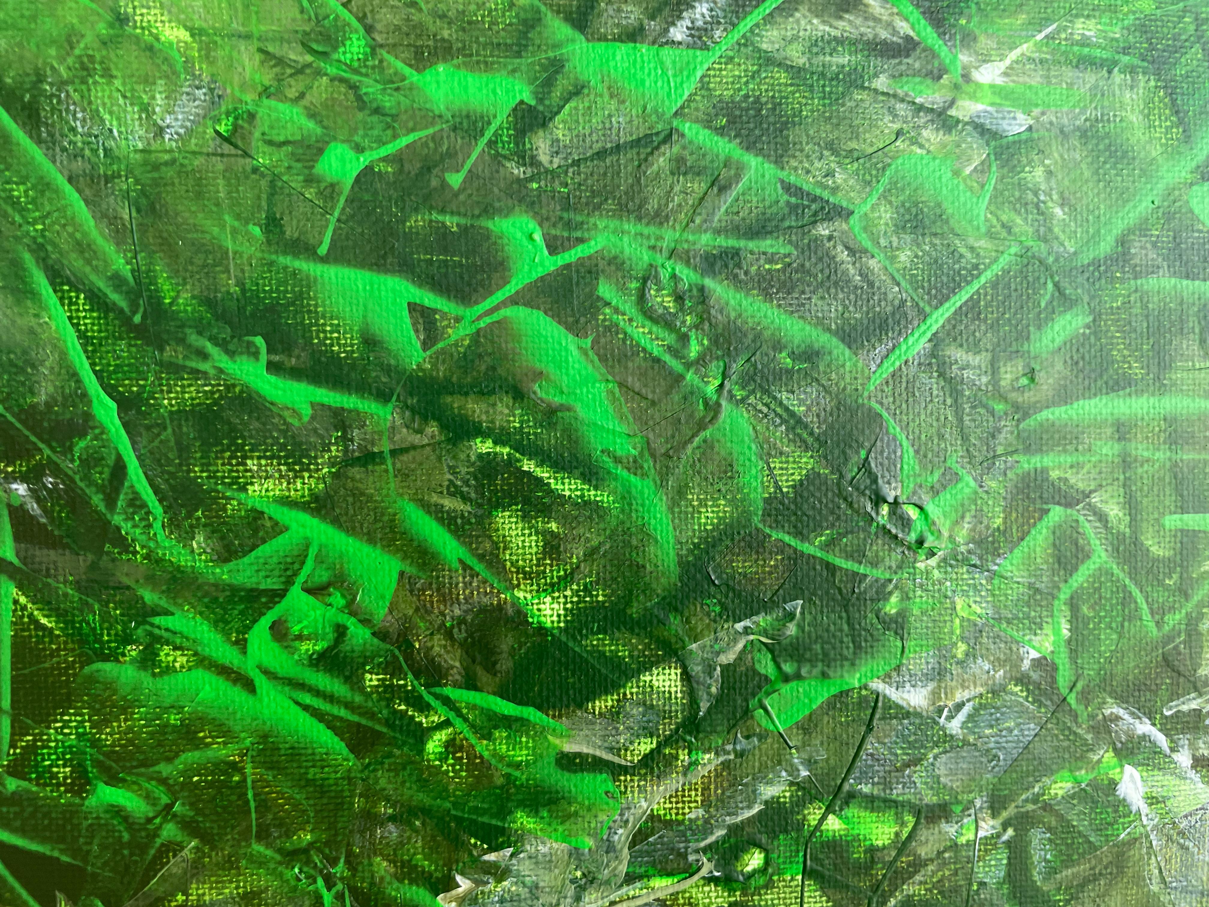 Ein abstraktes Acrylbild ist eine Explosion von Formen, Texturen und Farben, die zur persönlichen Interpretation einladen. Dynamische und freie Pinselstriche verflechten sich auf der Leinwand und schaffen Schichten von Tiefe und Bewegung. Kräftige