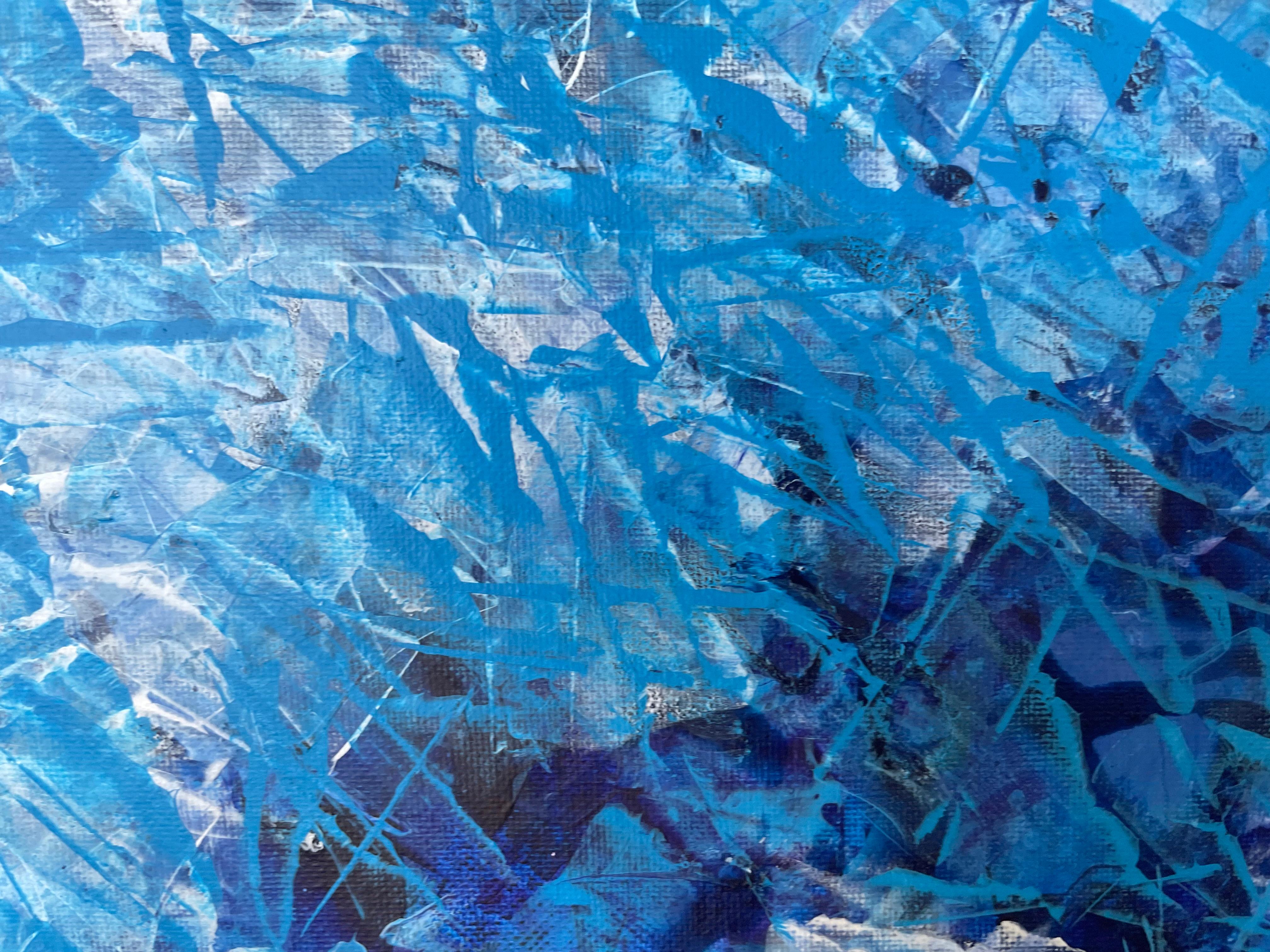 A painting in abstract acrylic is an explosion of shapes, textures, and colors that invite personal interpretation. Across the canvas, dynamic and free brushstrokes intertwine, creating layers of depth and movement. Vibrant tones, like intense reds