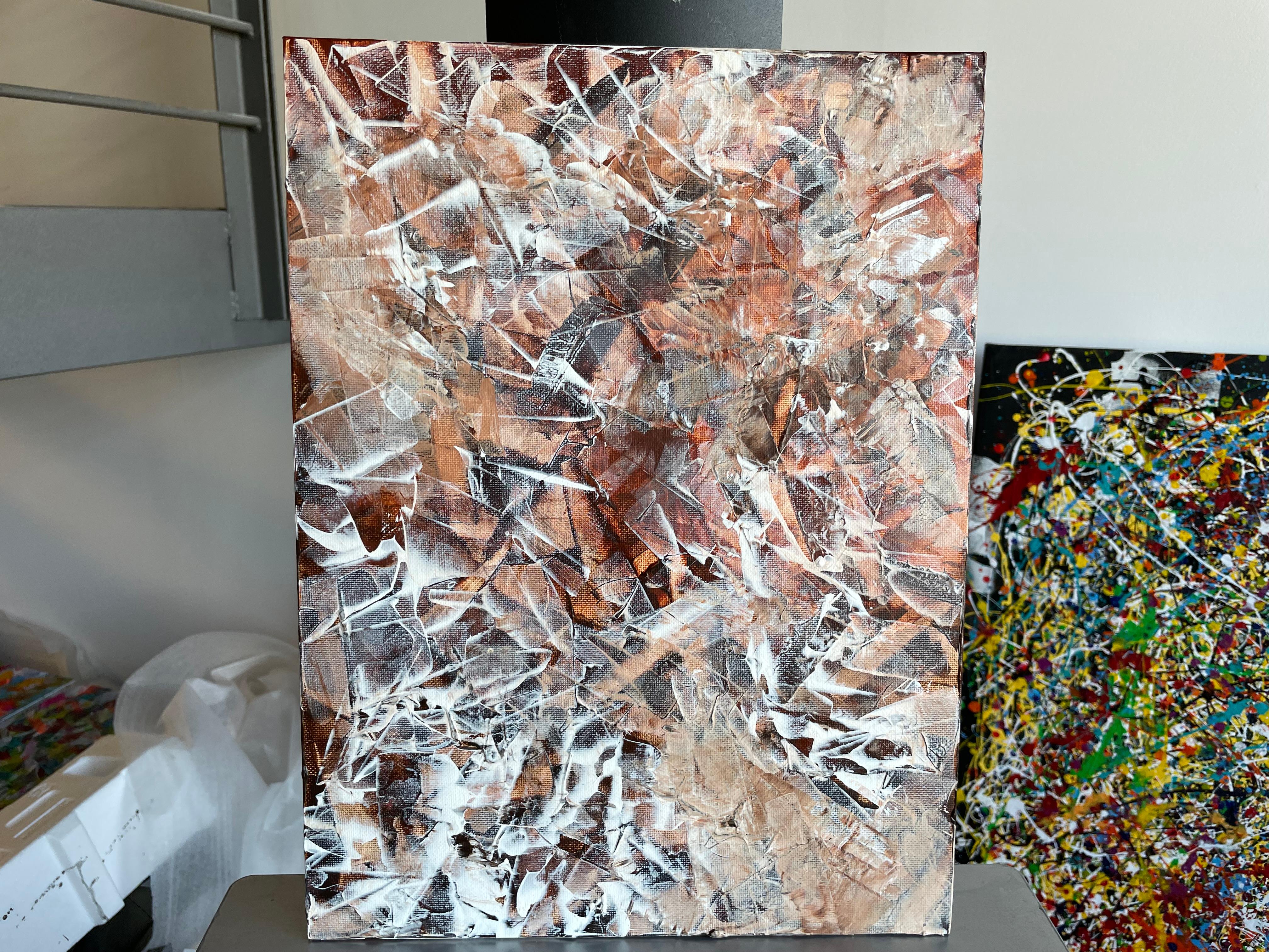 Ein abstraktes Acrylbild ist eine Explosion von Formen, Texturen und Farben, die zur persönlichen Interpretation einladen. Dynamische und freie Pinselstriche verflechten sich auf der Leinwand und schaffen Schichten von Tiefe und Bewegung. Kräftige