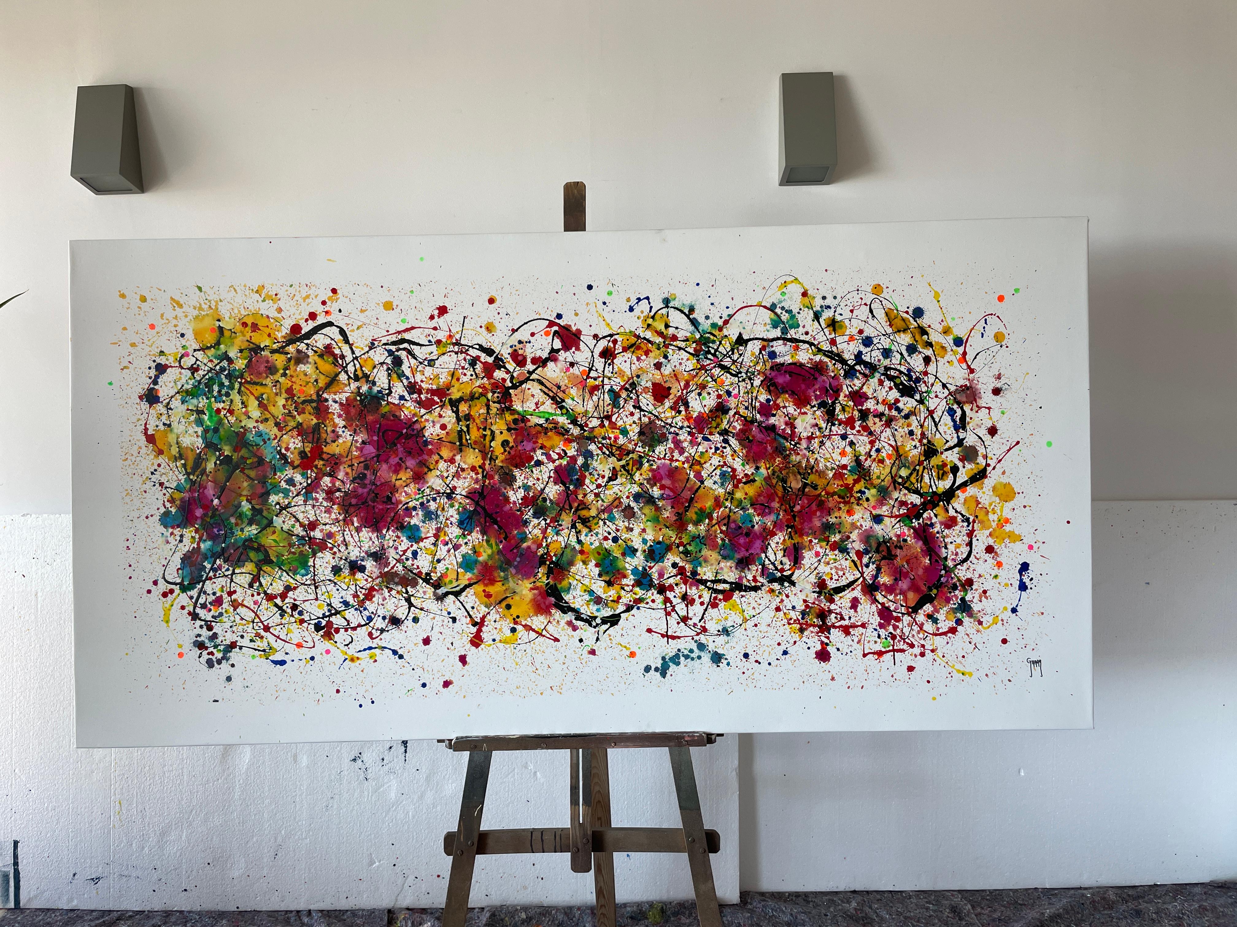 Indomitable Rhythm - Beige Interior Painting by Juan Jose Garay