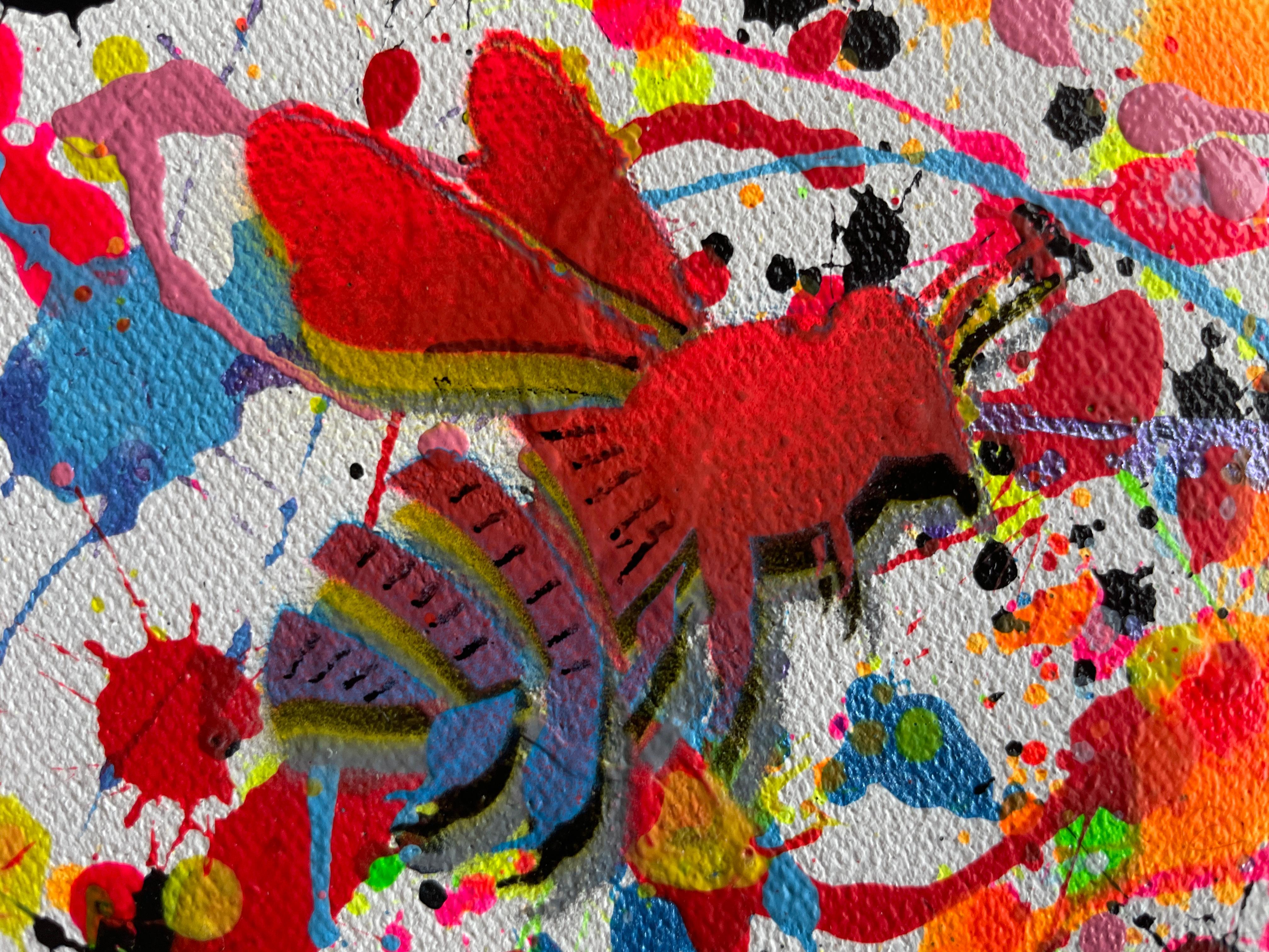 Auf einer Leinwand, die dem Chaos und der Intuition entspringt, lässt ein Künstler seine Gefühle in tausend Farben explodieren. Jeder Spritzer war ein Gedanke, jeder Tropfen ein Lebensfunke: das Rot der Liebe und der Wut, das Grün der Hoffnung, das