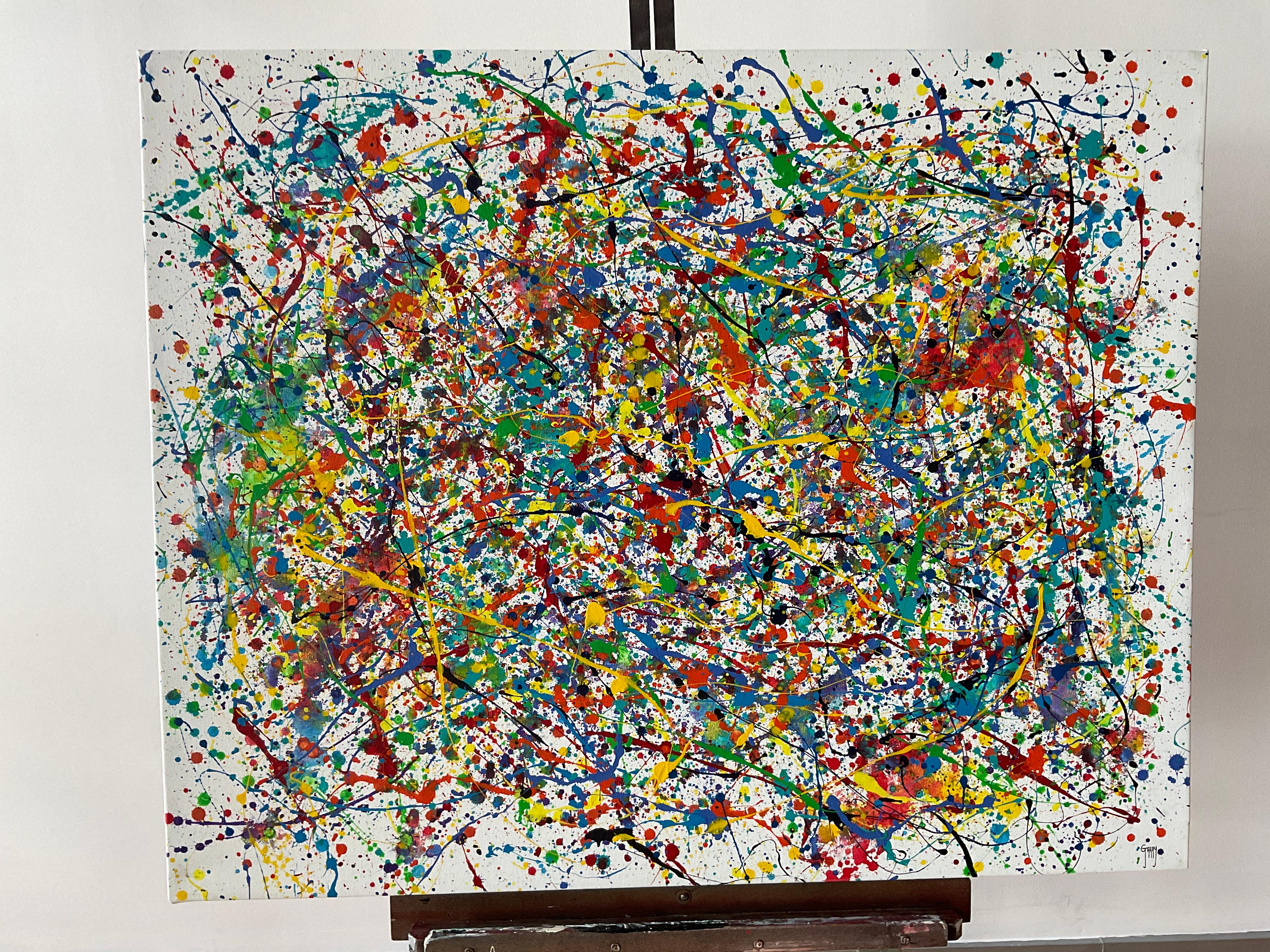 Questo dipinto evoca un'atmosfera misteriosa e accattivante con uno sfondo bianco che avvolge la scena in un'ombra intrigante. Le linee, abilmente disegnate, attraversano la composizione con una consistenza palpabile, creando un gioco visivo che