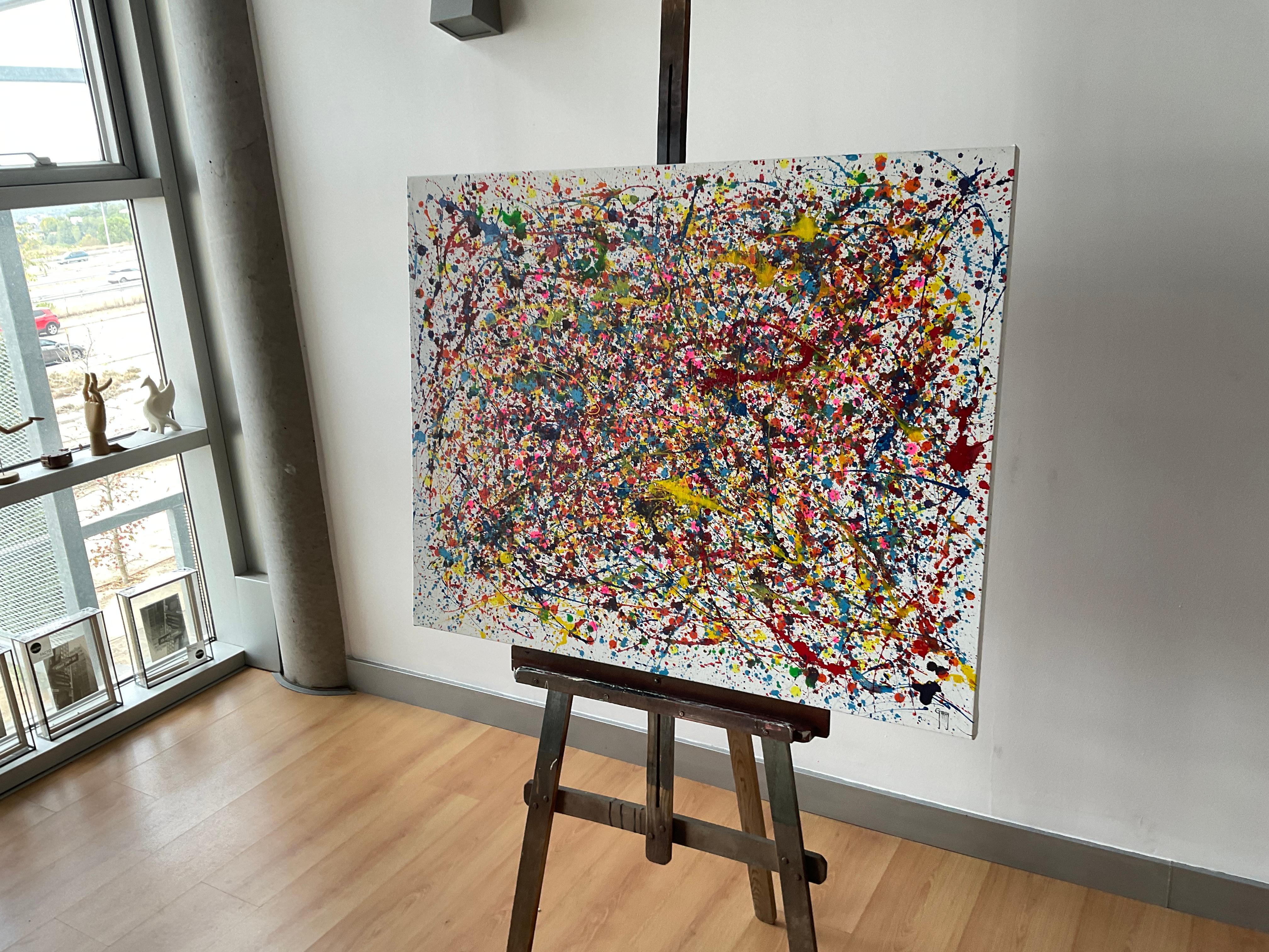 Lights du matin - Beige Abstract Painting par Juan Jose Garay