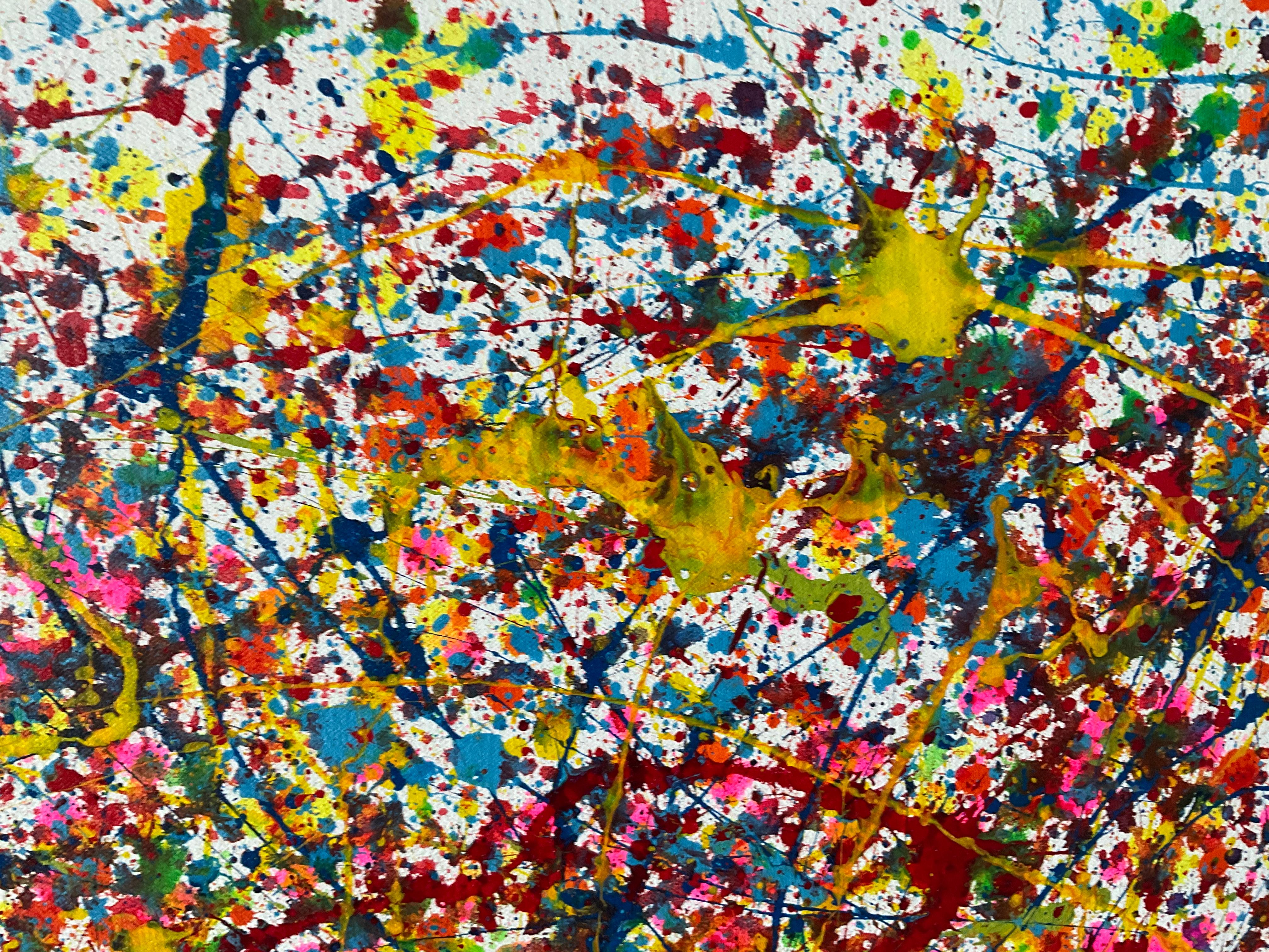 Cette peinture évoque une atmosphère mystérieuse et captivante avec un fond blanc qui enveloppe la scène d'une ombre intrigante. Les lignes, habilement dessinées, traversent la composition avec une texture palpable, créant un jeu visuel qui invite à